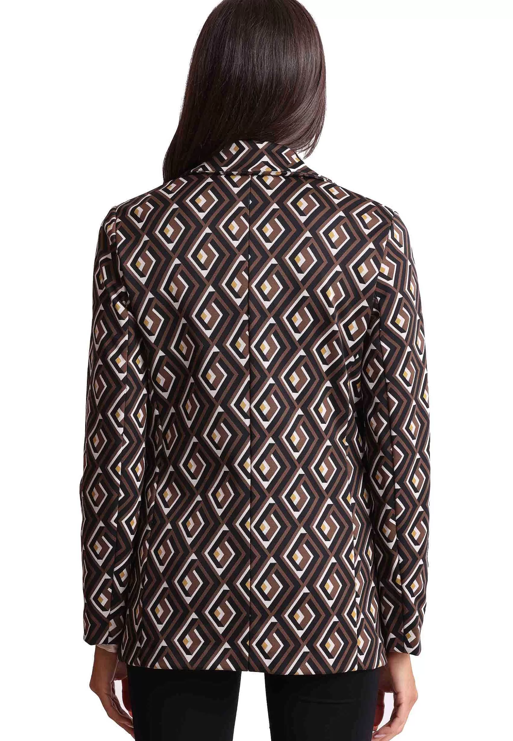 Giacca Donna Monopetto Maze In Tessuto Jacquard Marrone A Fantasia*Maliparmi Best Sale