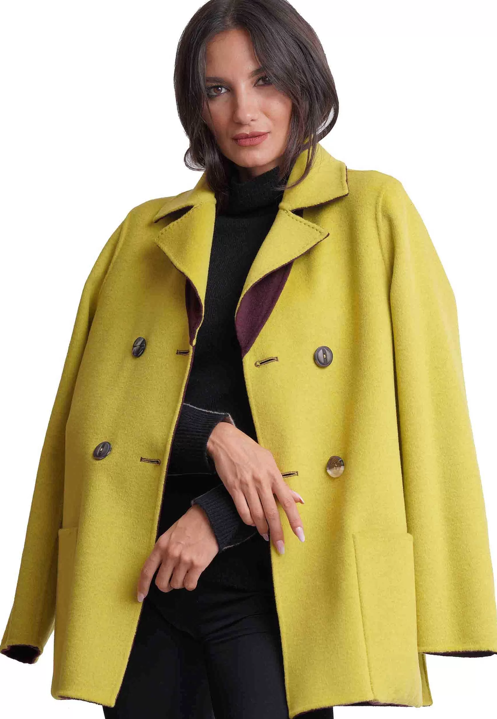 Giaccone Reversibile Donna Doppio Petto Double In Lana Bordeaux*Maliparmi Cheap