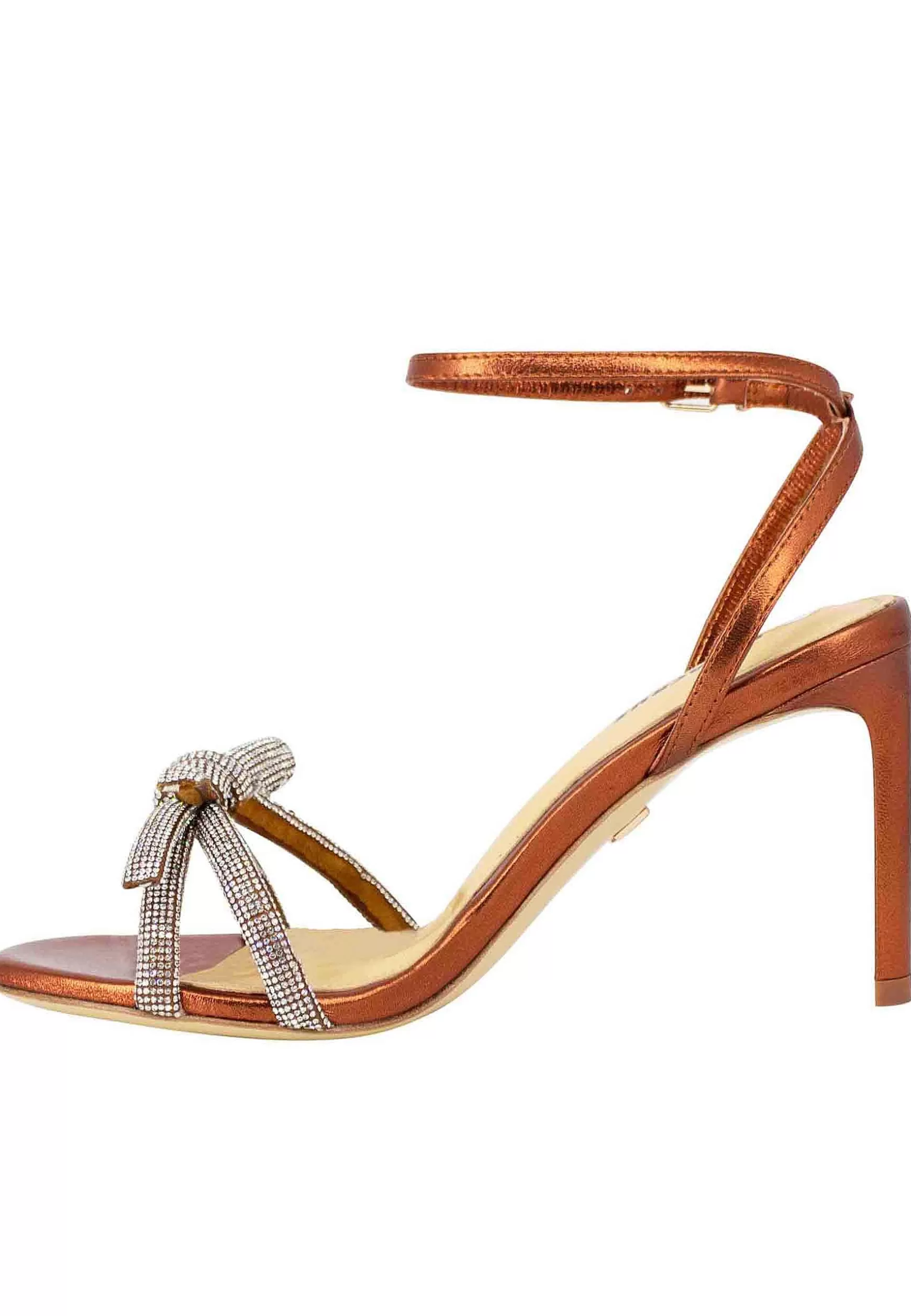 Lisboa Sandali Donna In Pelle Bronzo Con Gioiello E Tacco Alto*Lola Cruz Outlet