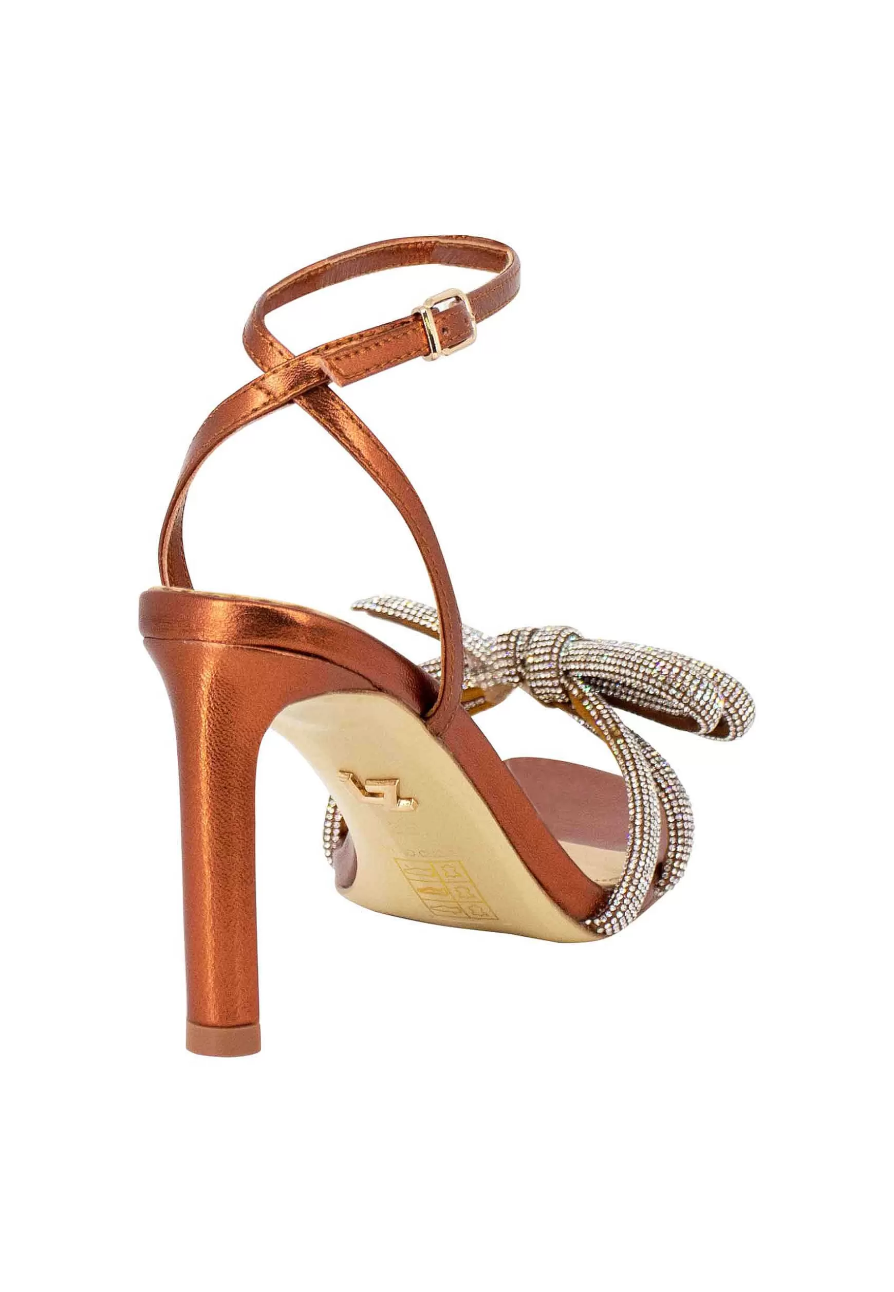 Lisboa Sandali Donna In Pelle Bronzo Con Gioiello E Tacco Alto*Lola Cruz Outlet