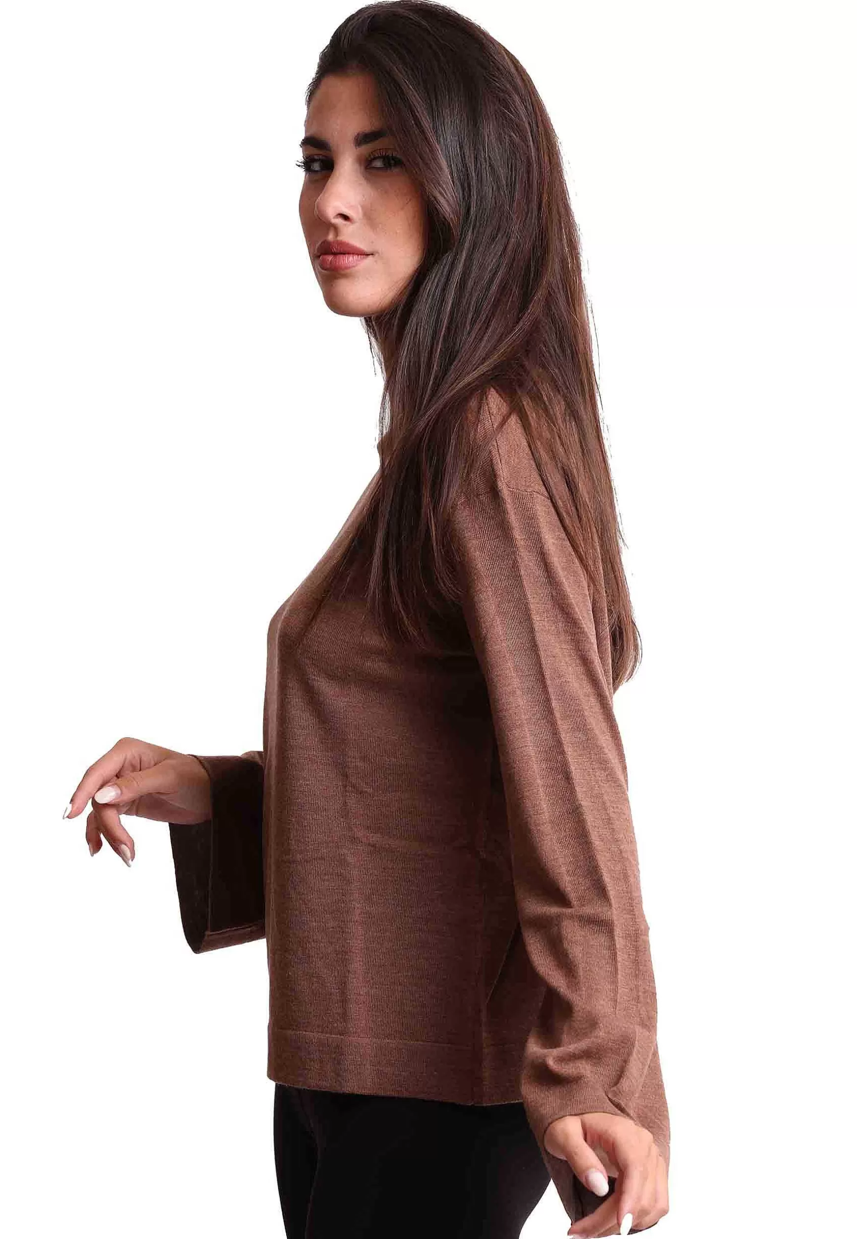 Maglia Donna A Collo Alto Colours Of The World In Pura Lana Cammello*Maliparmi Hot
