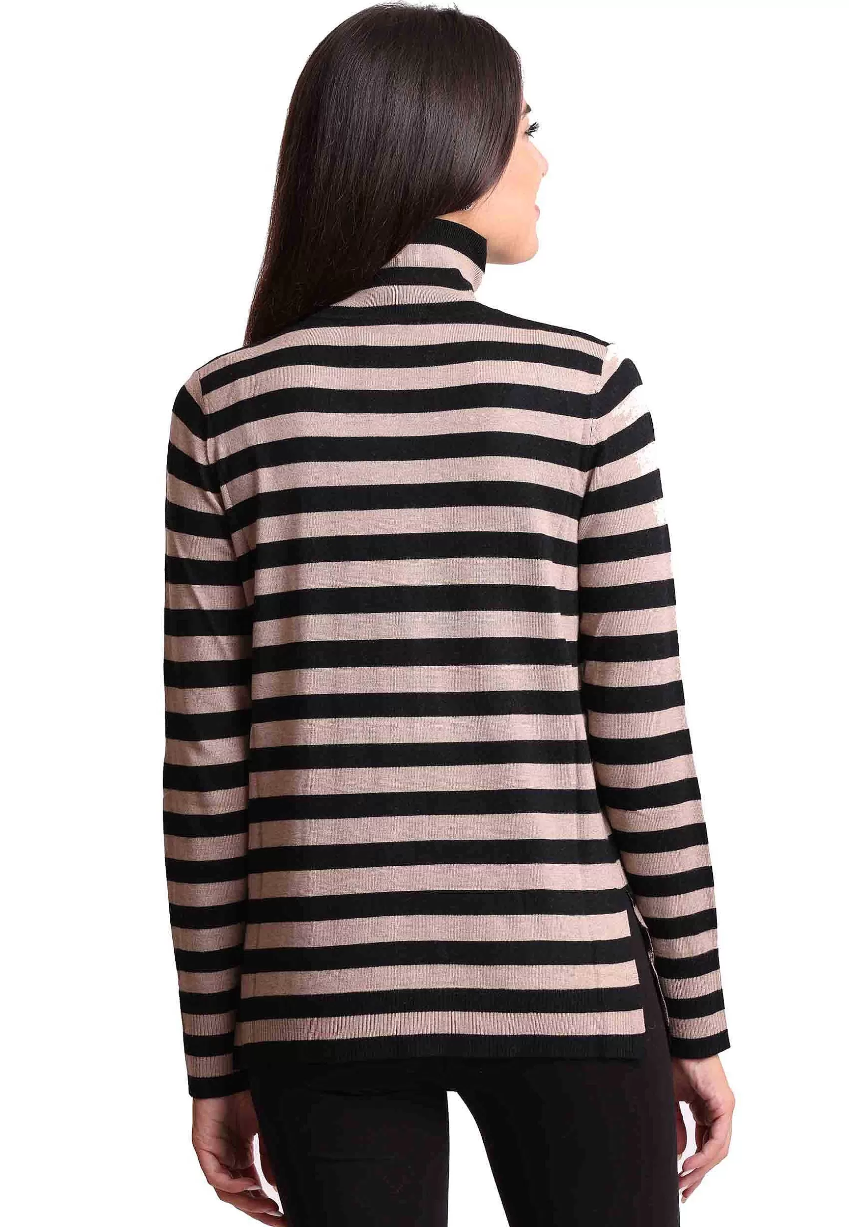 Maglia Donna Soft Touch In Lana Grigio E Nero A Collo Alto*Maliparmi Hot