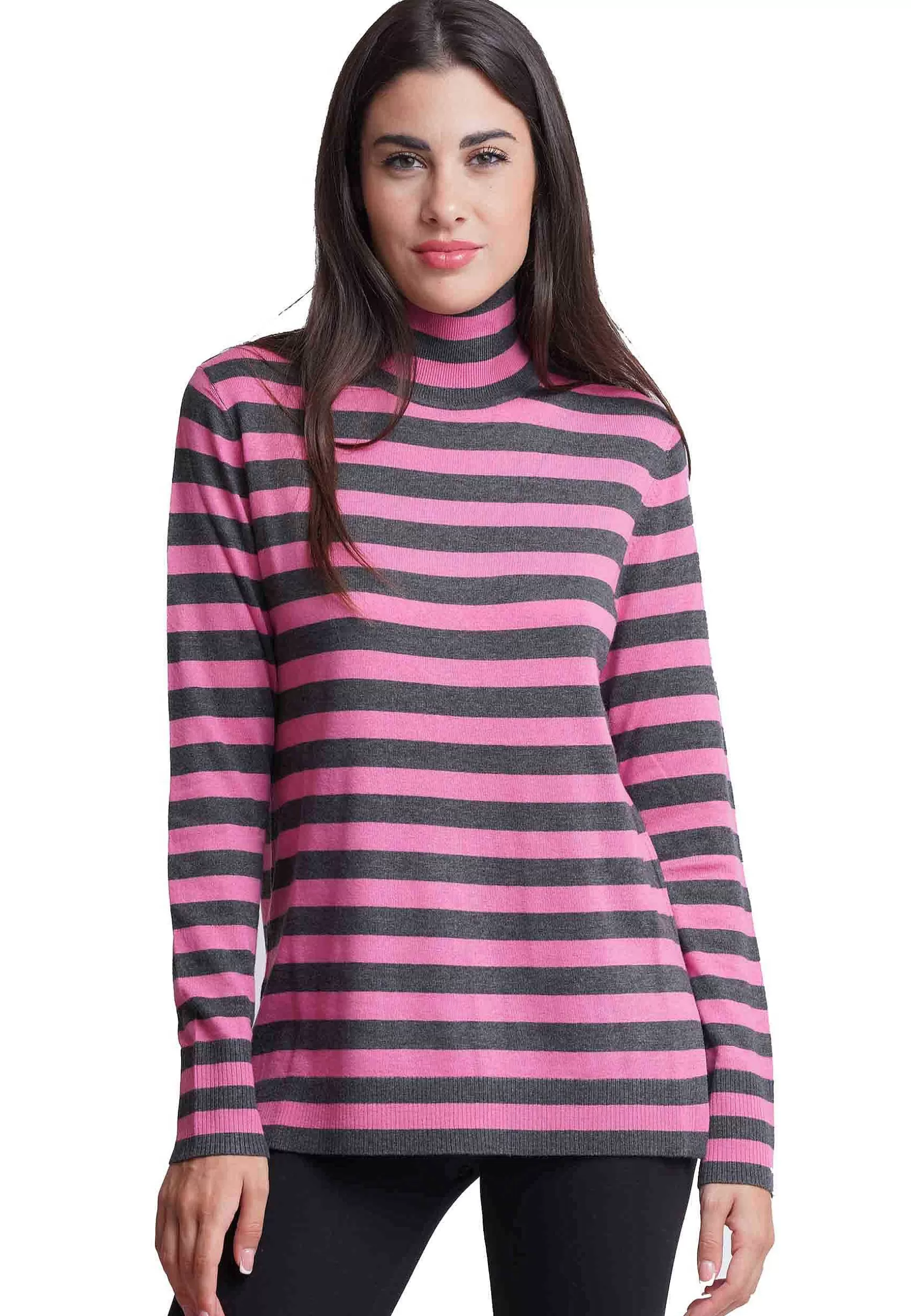 Maglia Donna Soft Touch In Lana Grigio E Rosa A Collo Alto*Maliparmi Cheap