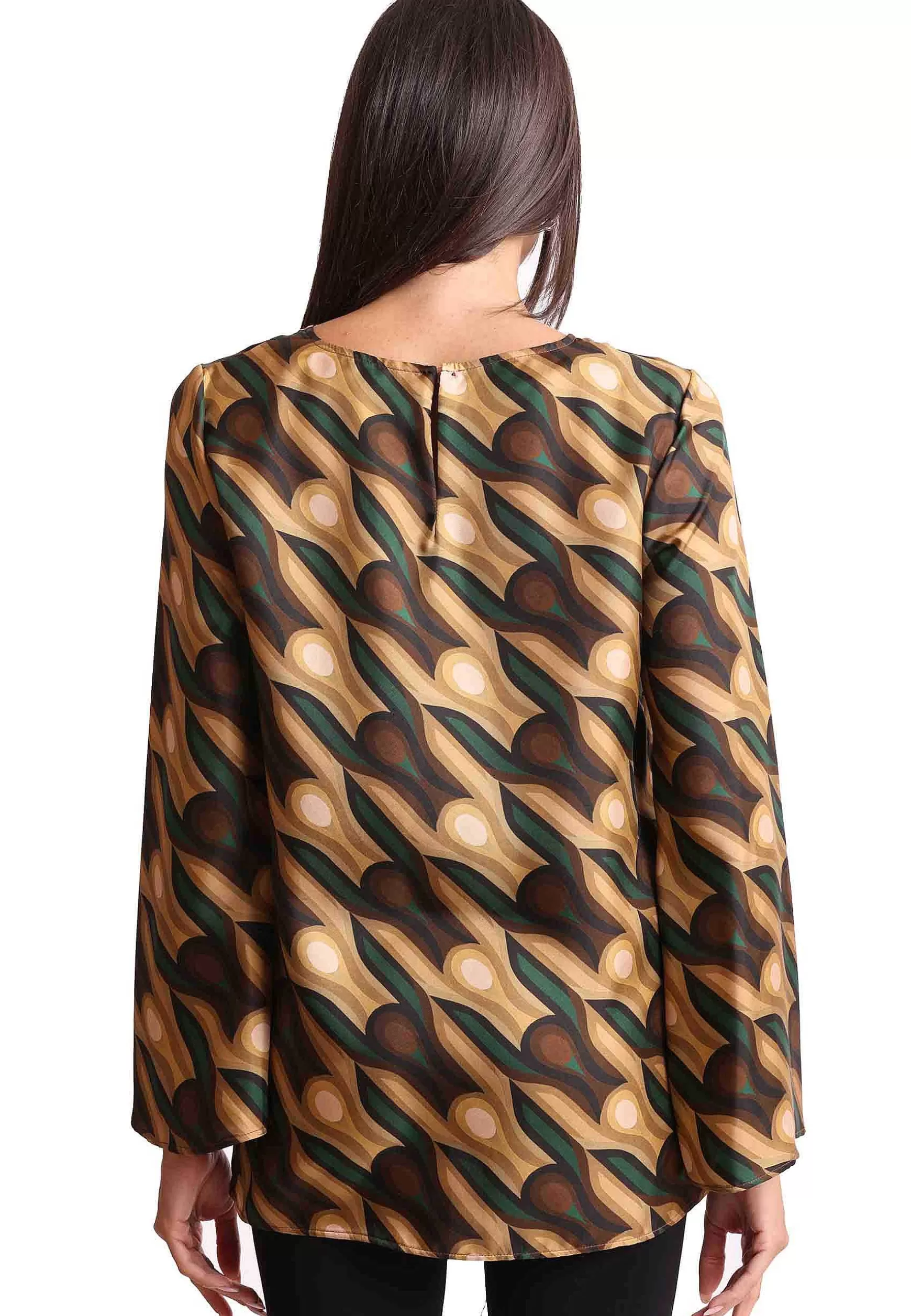 Maglie Donna Collection Print In Pura Seta Cammello A Fantasia*Maliparmi Clearance