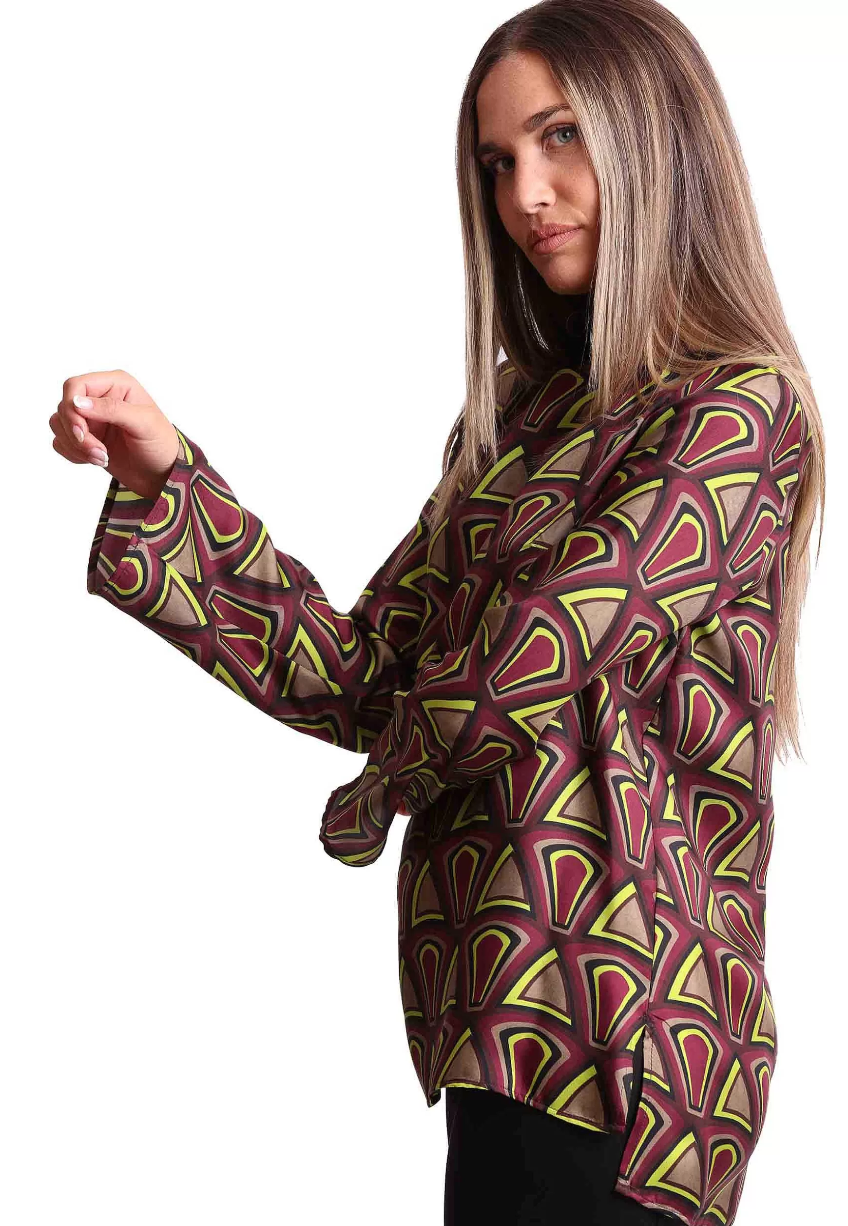 Maglie Donna Collection Print In Pura Seta Viola A Fantasia*Maliparmi Outlet