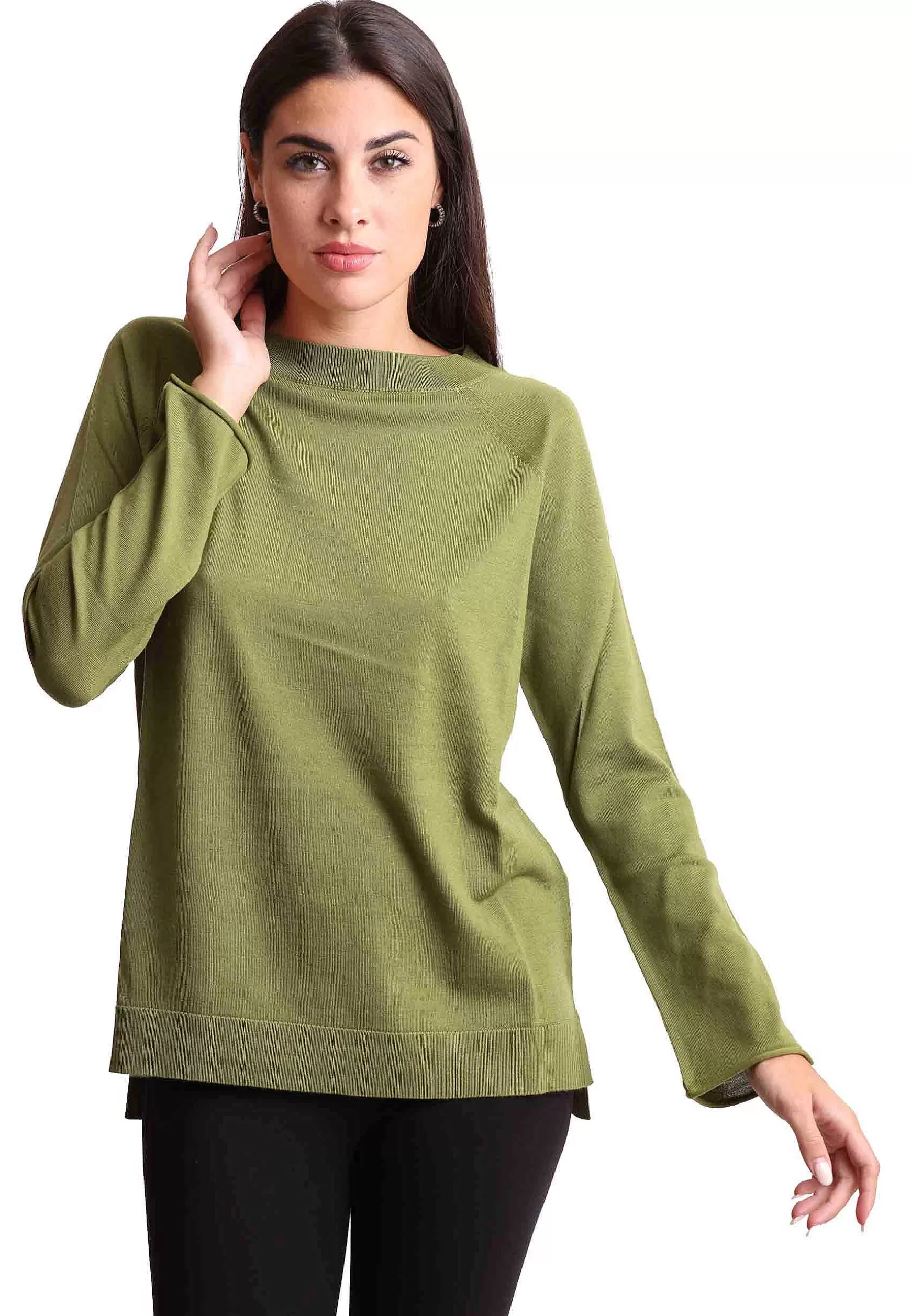 Maglione Donna Colours Of The World In Lana Merinos Verde*Maliparmi Discount