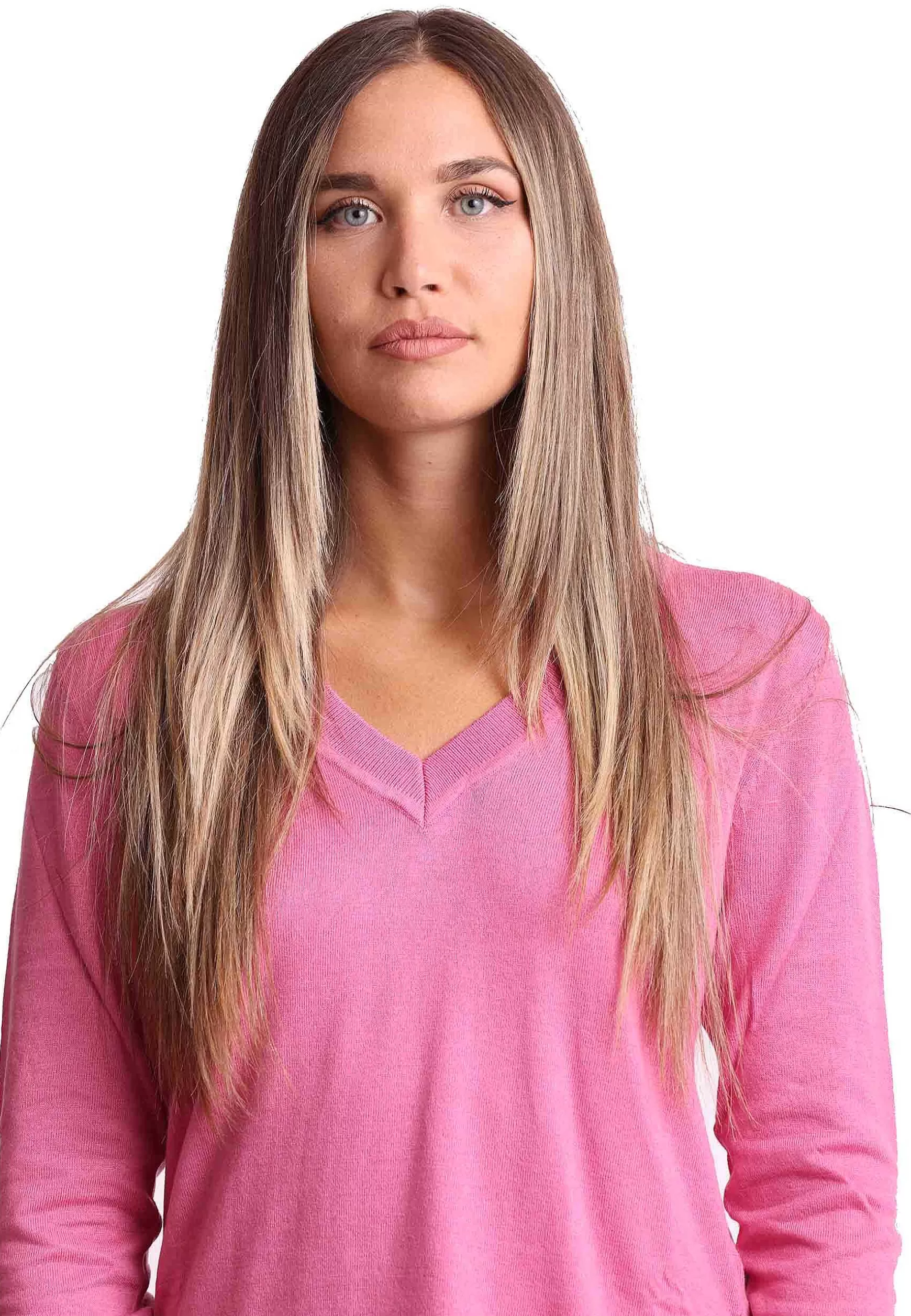 Maglione Donna Soft Touch In Misto Cachemire Rosa Con Scollo A V*Maliparmi Cheap