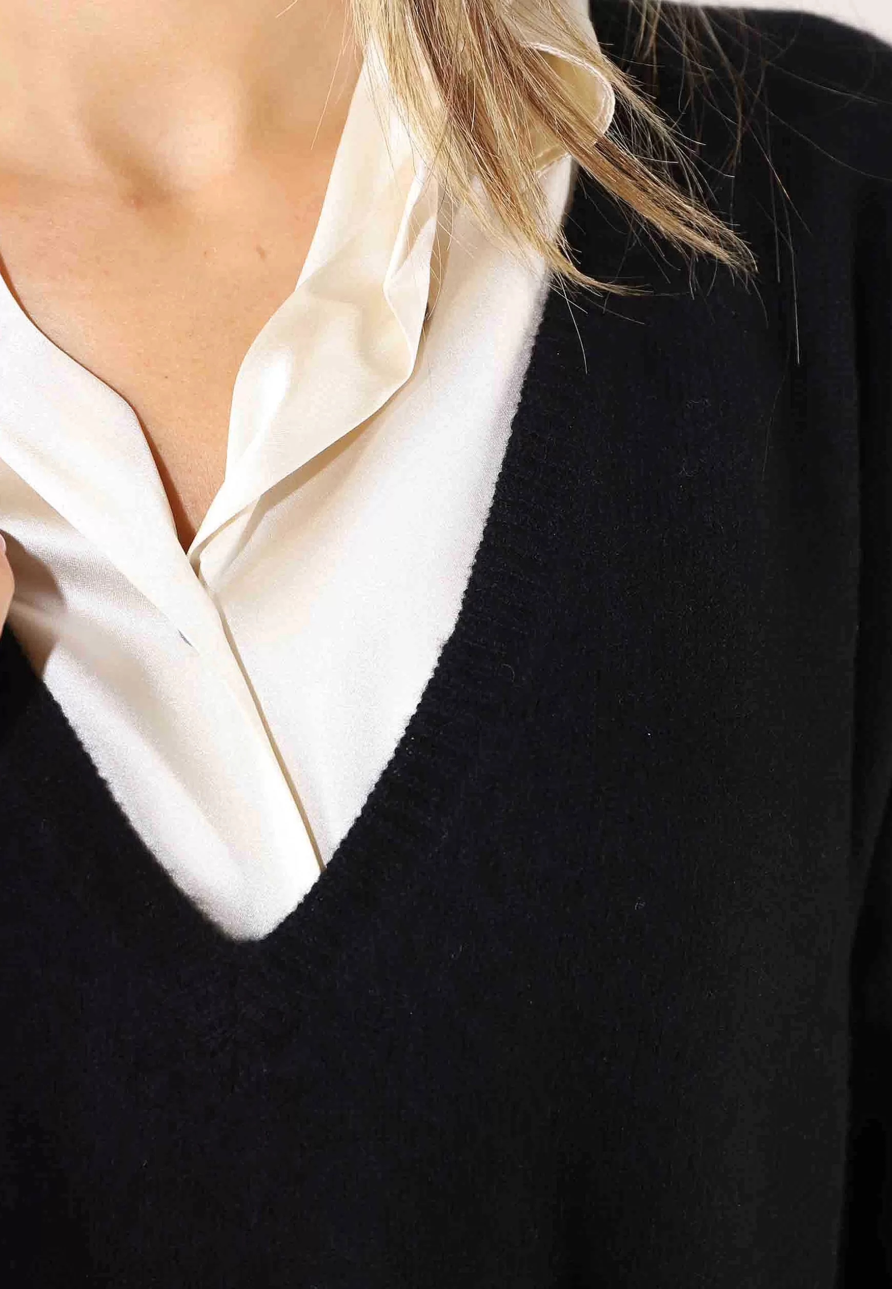 Maglioni Donna Cashmere Wool Over In Lana Nera Con Scollo A V*Maliparmi Cheap