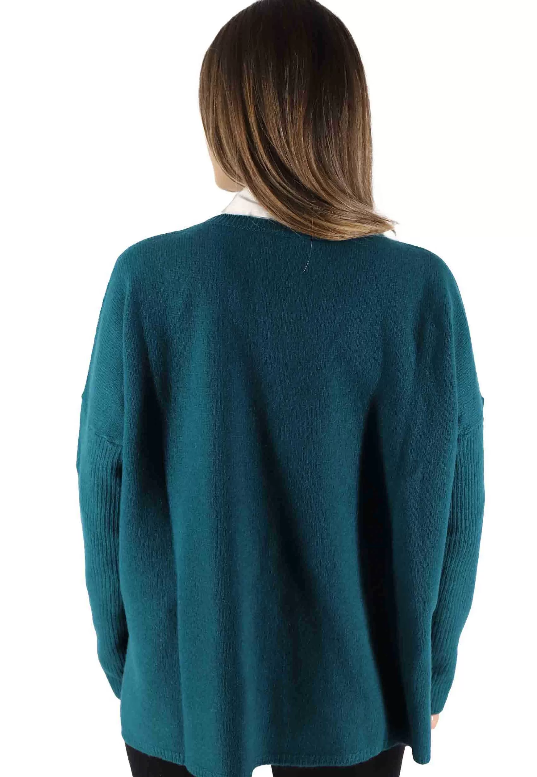 Maglioni Donna Cashmere Wool Over In Lana Verde Con Scollo A V*Maliparmi Cheap