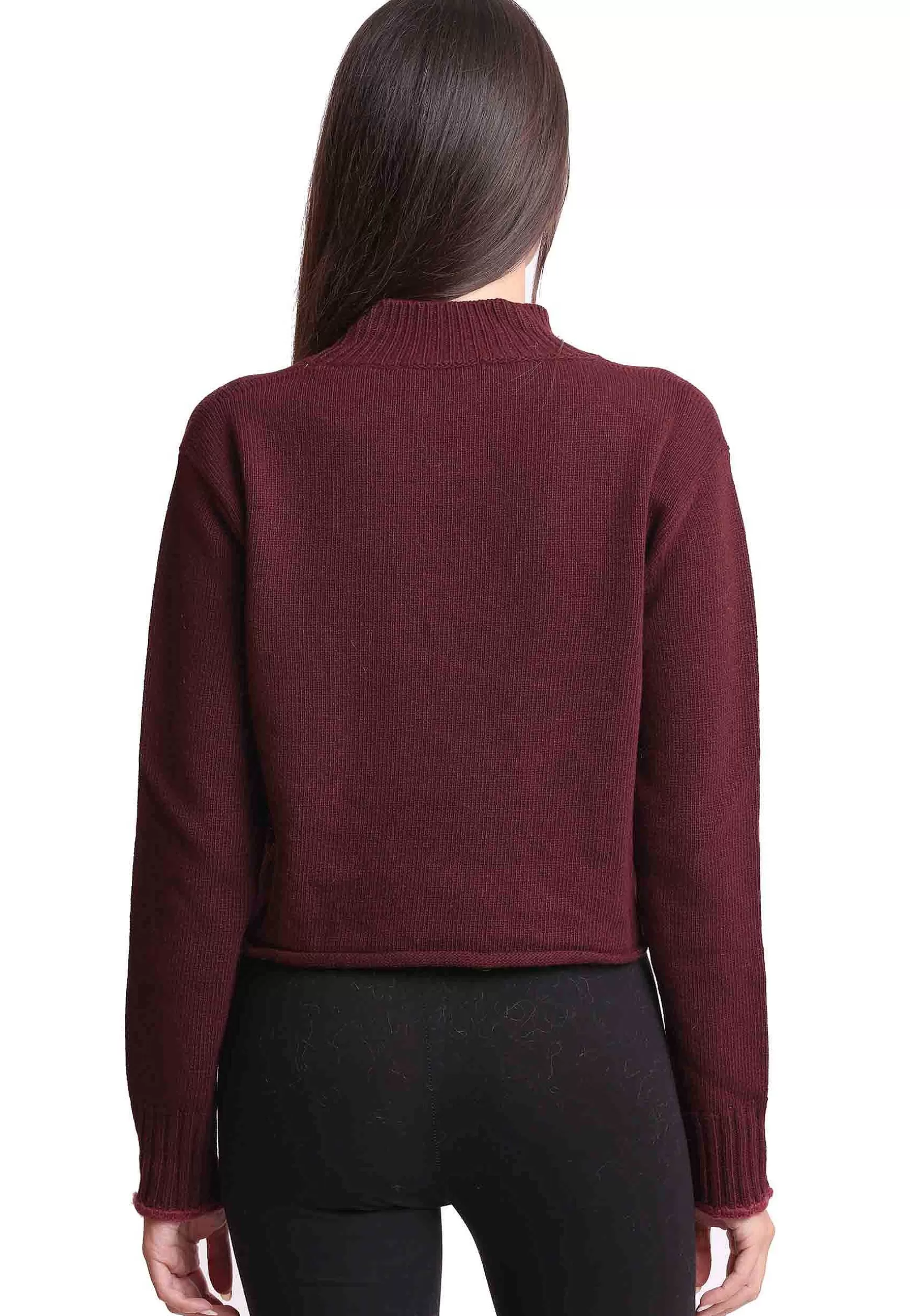 Maglioni Donna In Misto Cachemire Bordeaux Con Dettaglio Di Colore*Maliparmi Best Sale