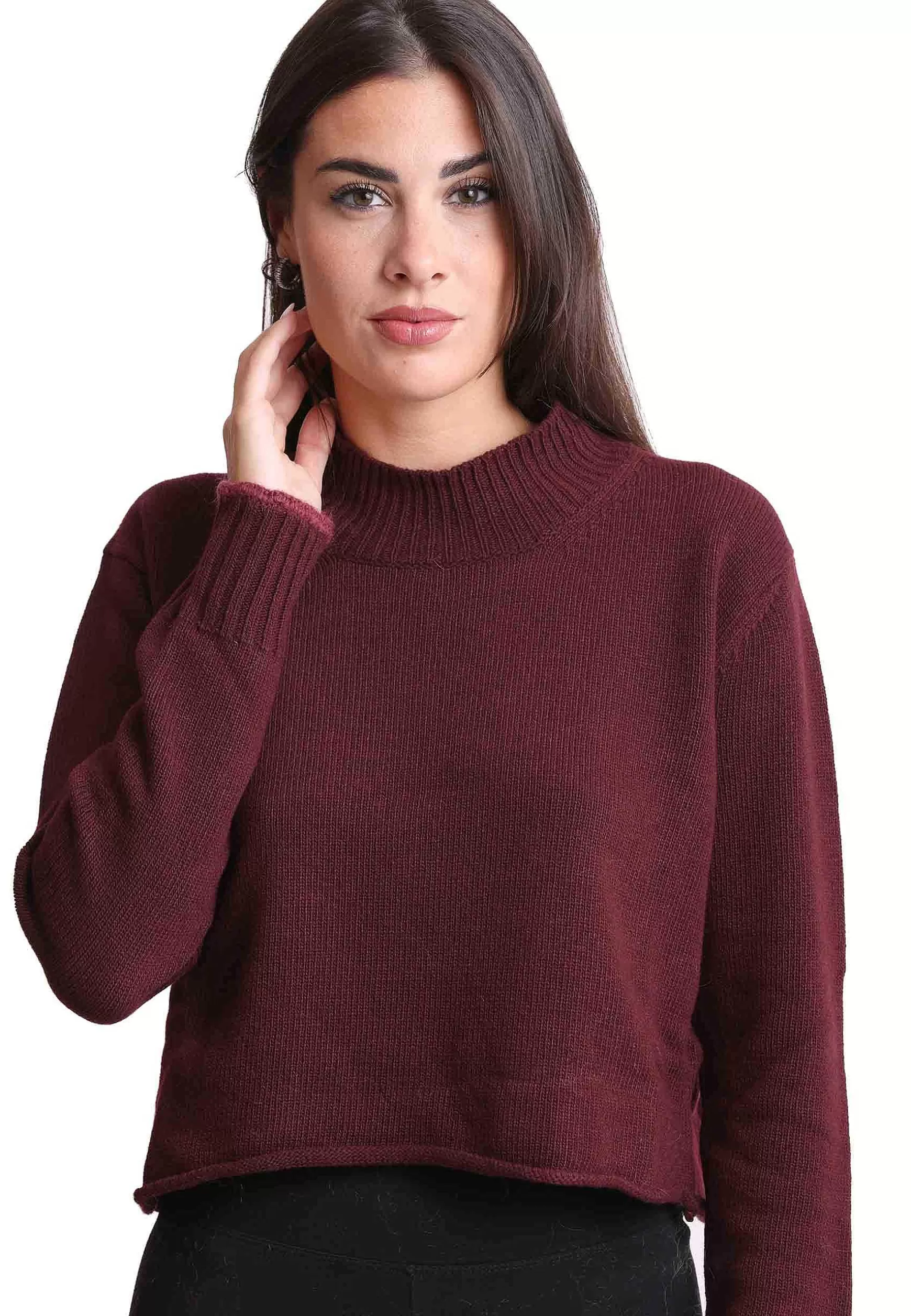 Maglioni Donna In Misto Cachemire Bordeaux Con Dettaglio Di Colore*Maliparmi Best Sale