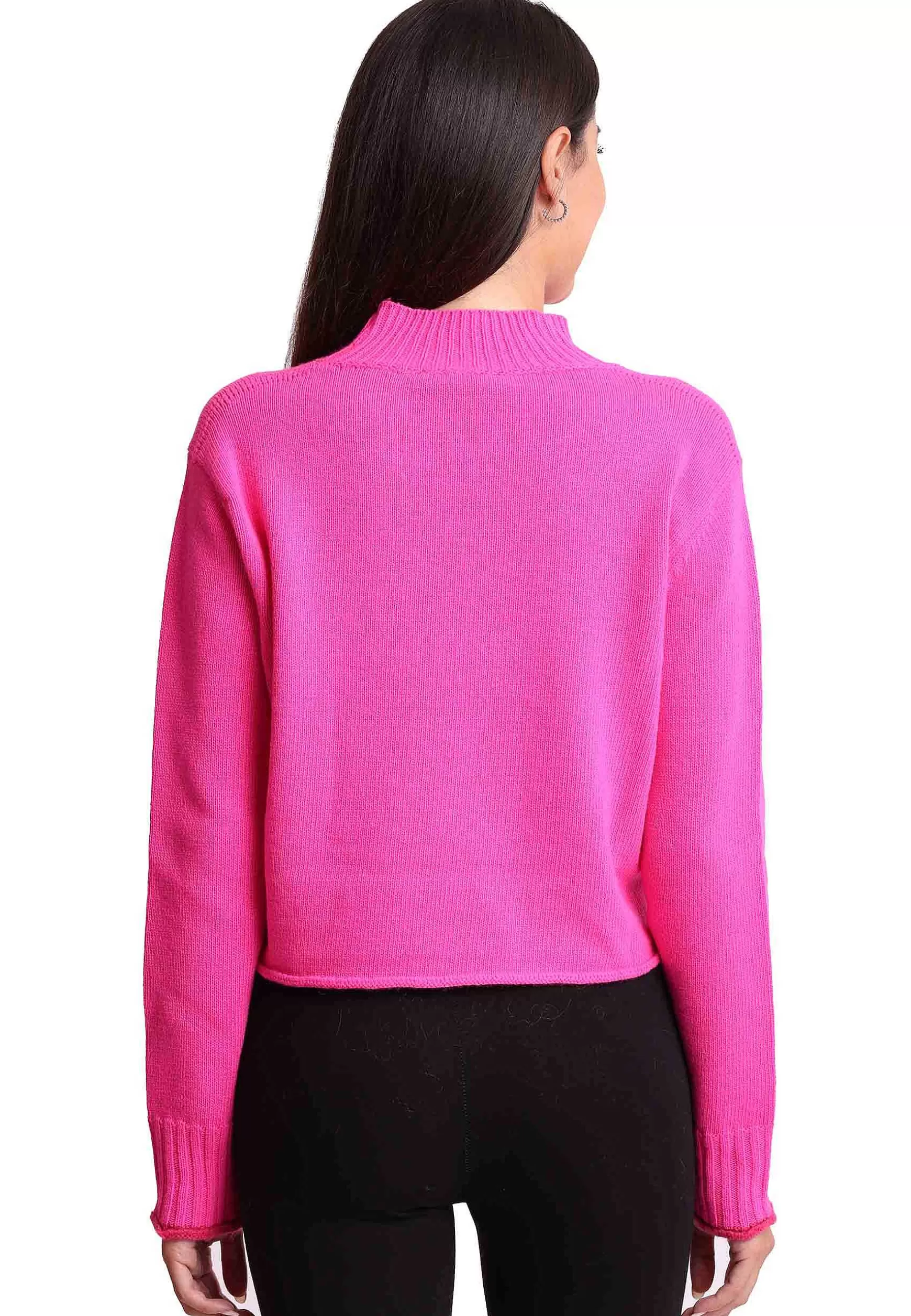 Maglioni Donna In Misto Cachemire Fuxia Con Dettaglio Di Colore*Maliparmi New