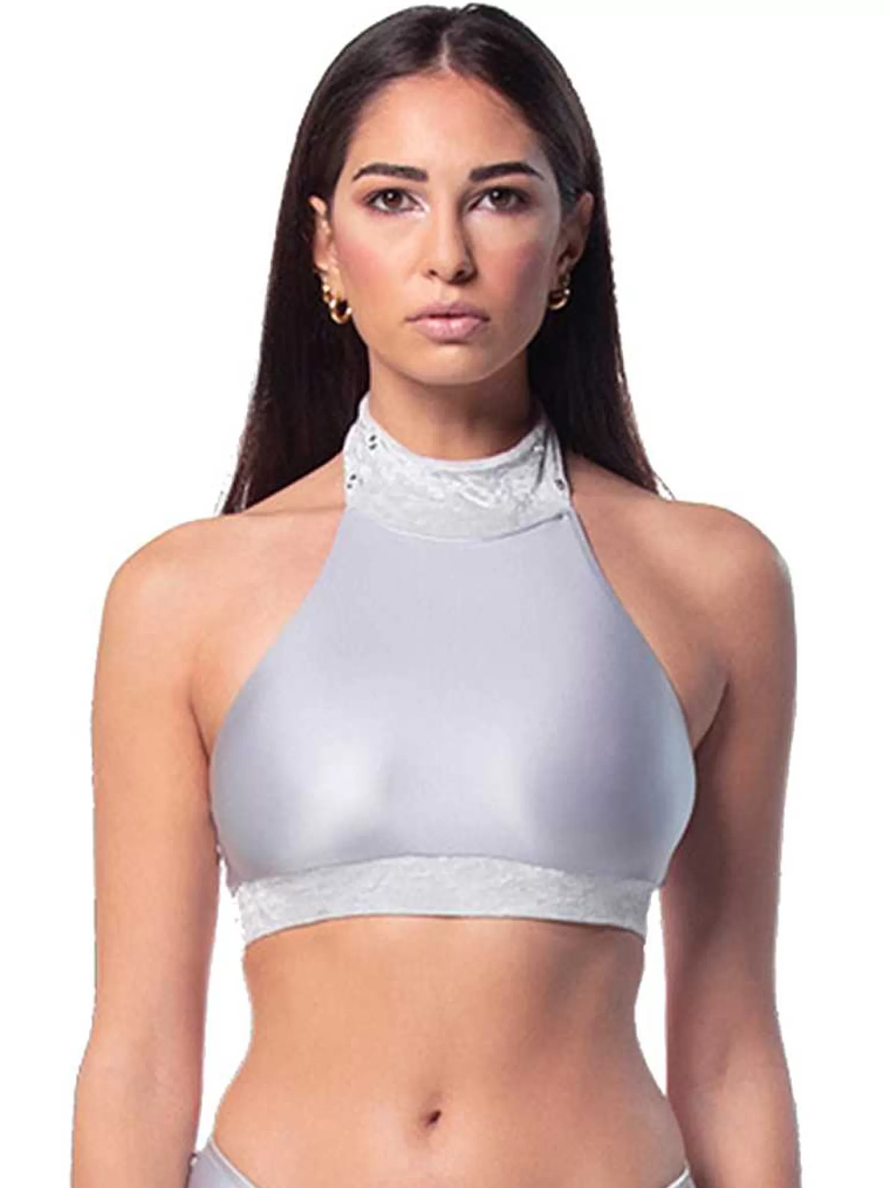 Magnetika Top Donna Magnetika Pole Dance In Lycra Grigio Perla*Invertika Clearance