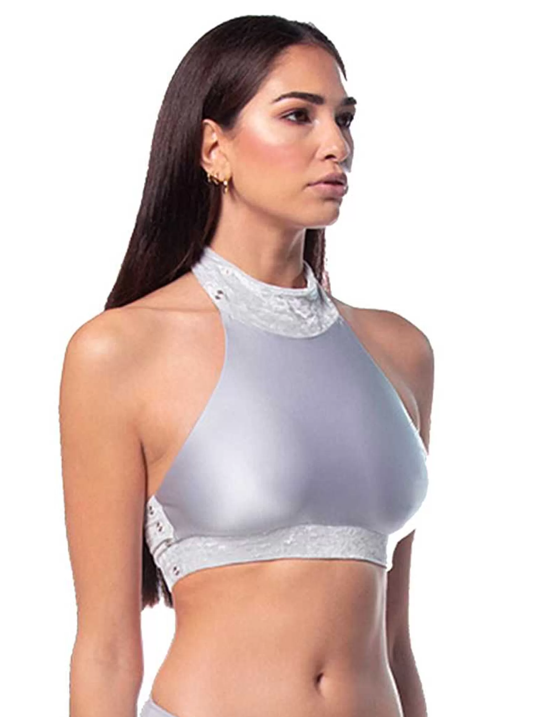 Magnetika Top Donna Magnetika Pole Dance In Lycra Grigio Perla*Invertika Clearance
