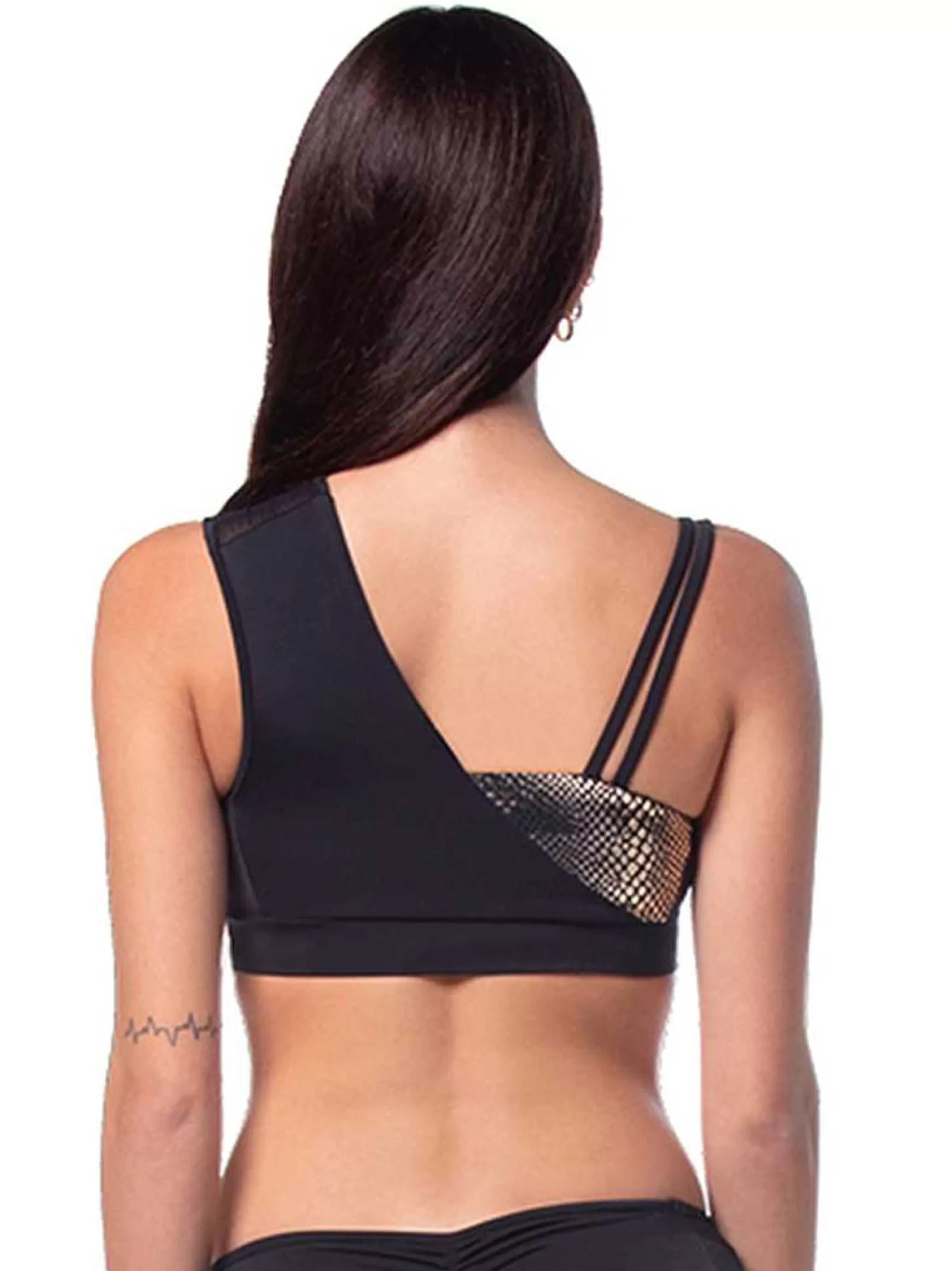 Mitika Top Donna Mitika Deluxe Gold Pole Dance In Lycra Nero E Oro Double Face*Invertika Discount
