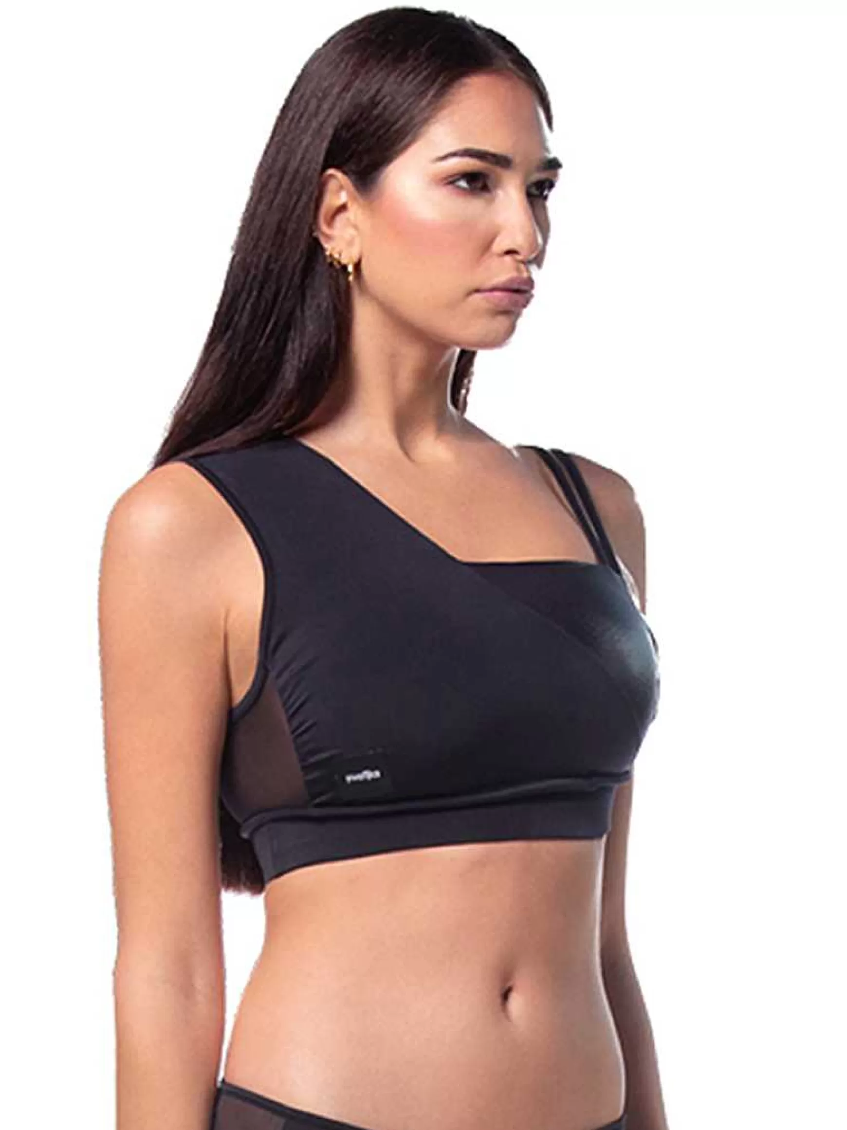 Mitika Top Donna Mitika Deluxe Gold Pole Dance In Lycra Nero E Oro Double Face*Invertika Discount