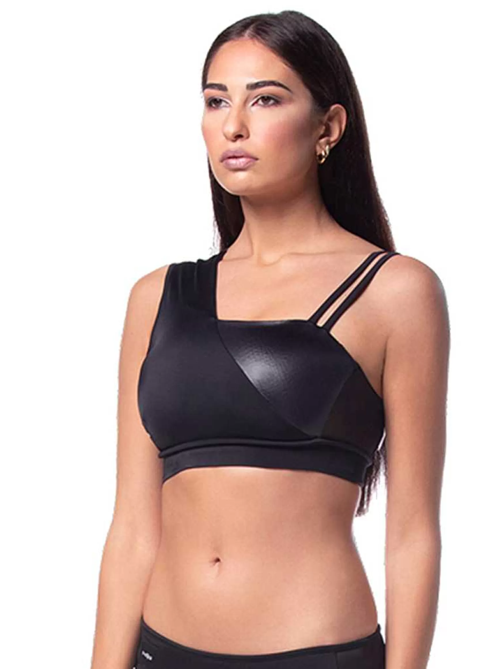 Mitika Top Donna Mitika Deluxe Gold Pole Dance In Lycra Nero E Oro Double Face*Invertika Discount