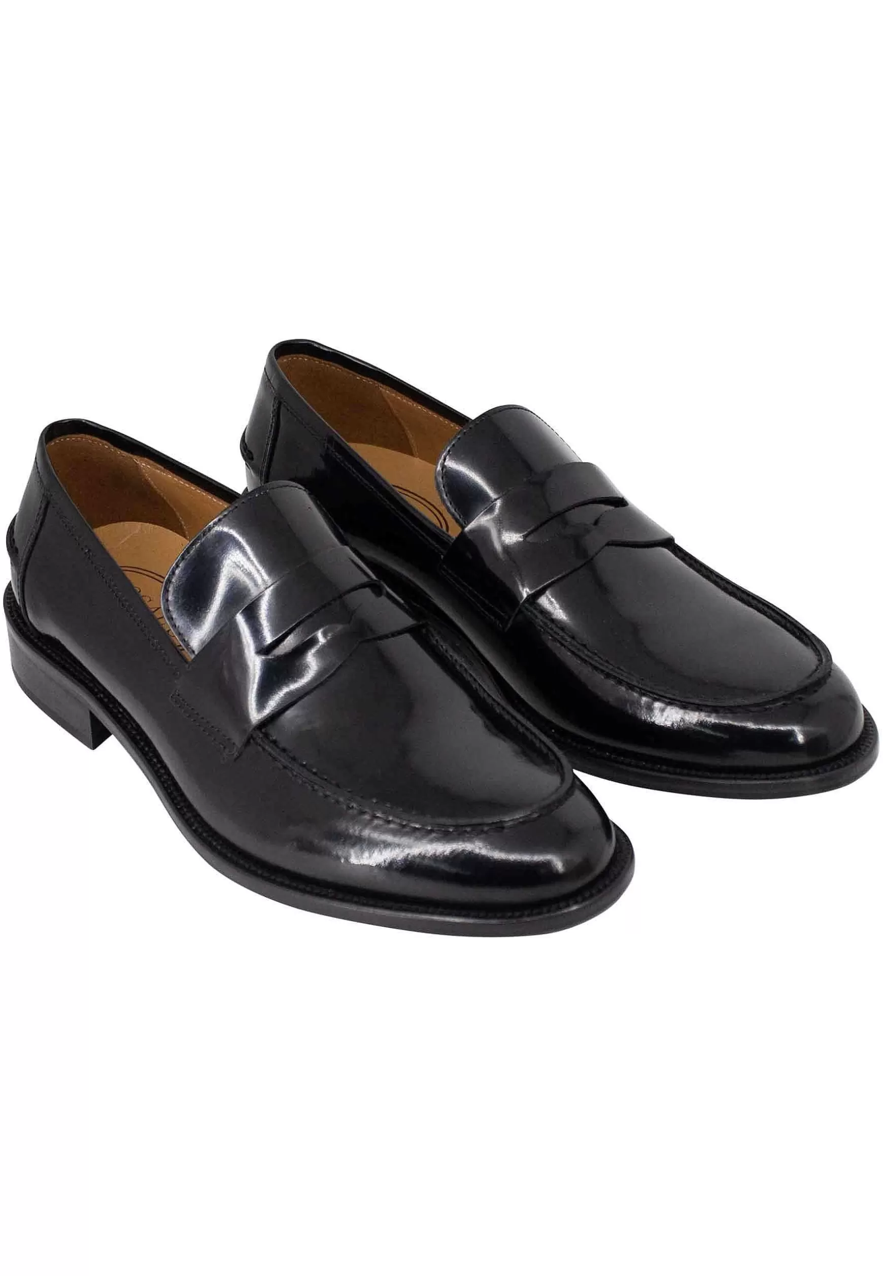 Mocassini Da Uomo In Pelle Lucida Nera E Suola In Cuoio Cucita*Rogal Flash Sale