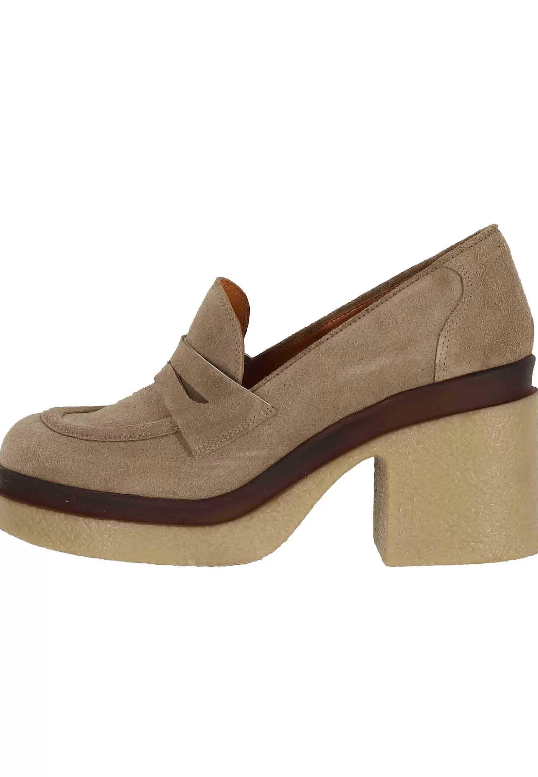 Mocassini Donna In Camoscio Beige Con Zeppa Alta In Para*Tsakiris Mallas Hot