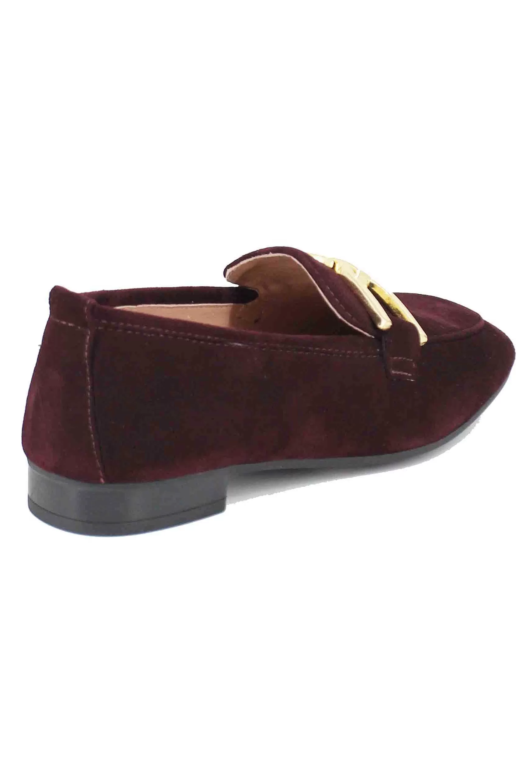 Mocassini Donna In Camoscio Bordeaux Con Morsetto Oro*Unisa Best