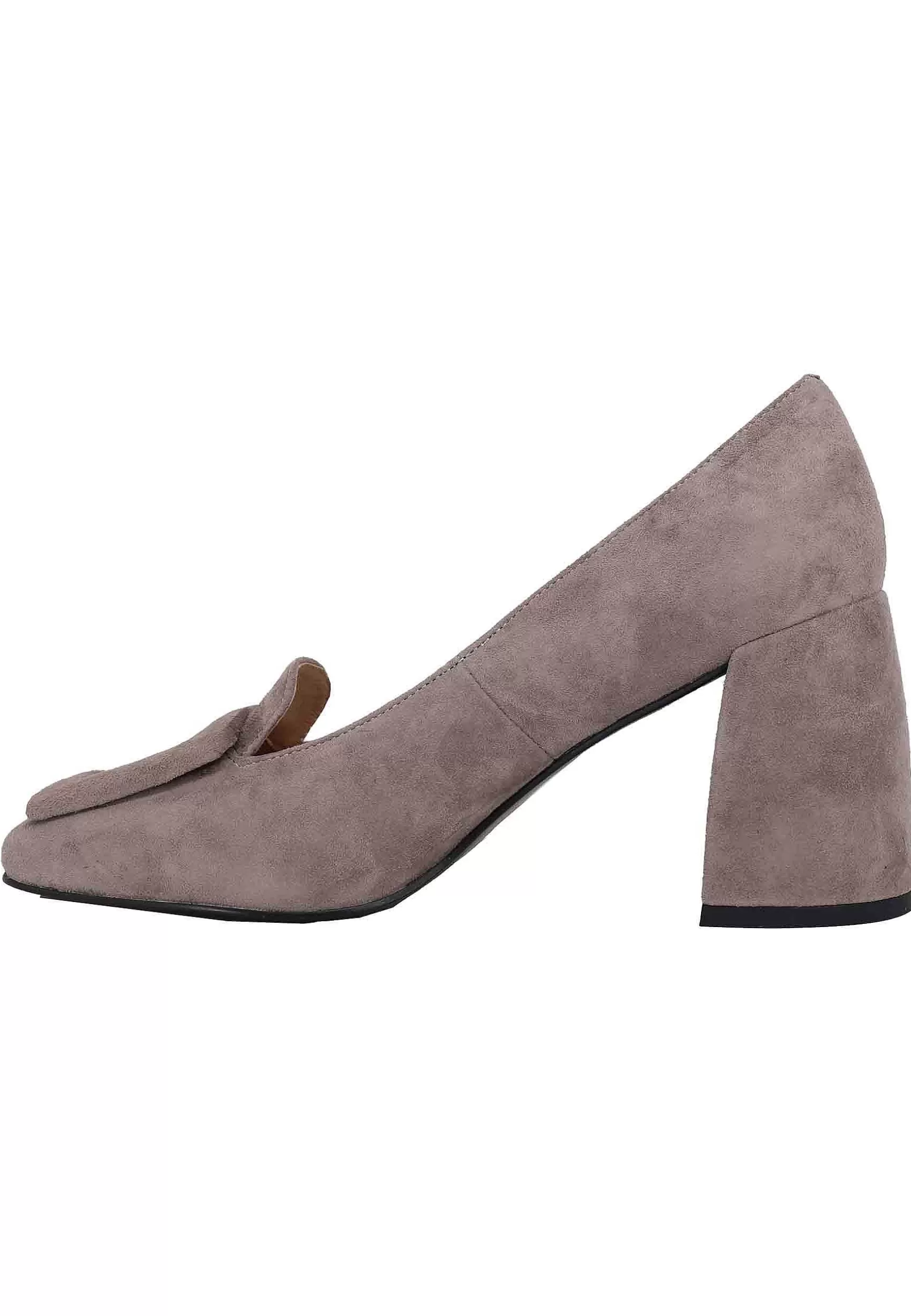 Mocassini Donna In Camoscio Grigio Con Punta Quadra E Fibbia In Tinta Marla*Bibi Lou Outlet