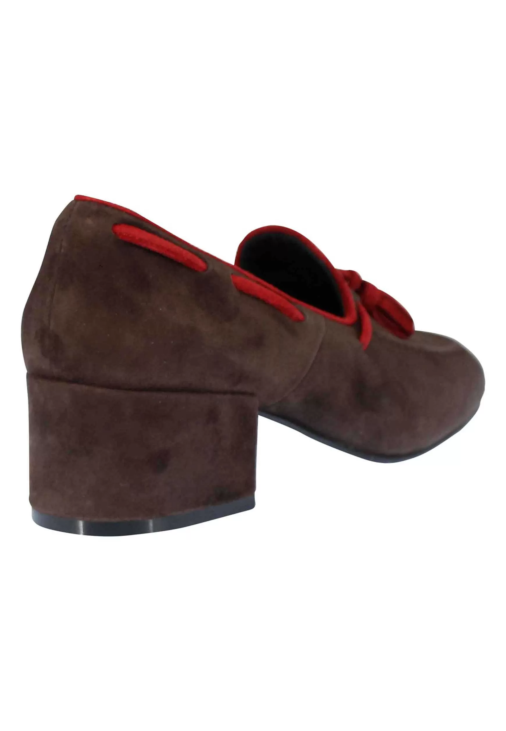 Mocassini Donna In Camoscio Marrone Con Nappine In Contrasto Punta Tonda** Shop