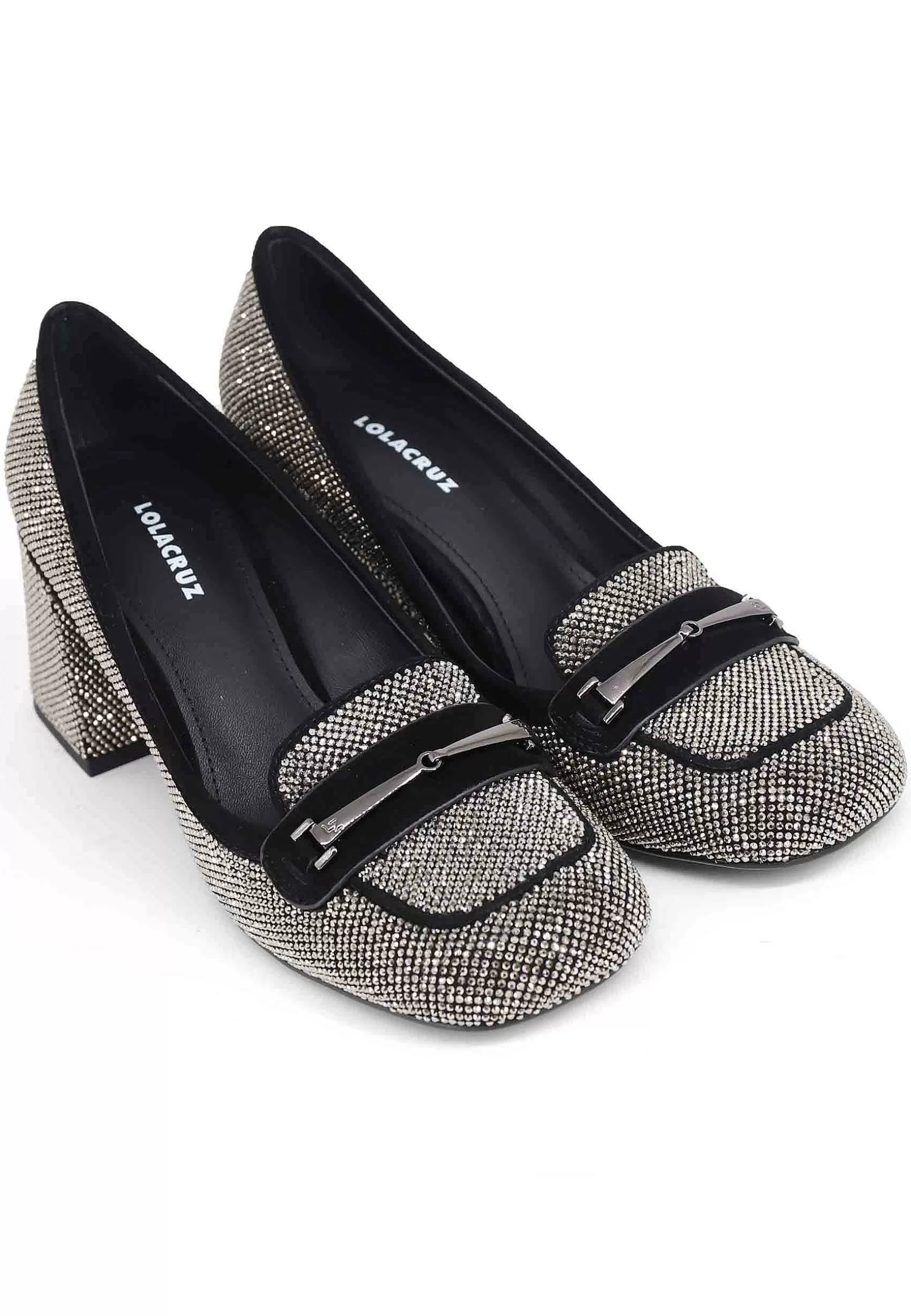 Mocassini Donna In Camoscio Nero Con Borchie Argento Lison*Lola Cruz Best