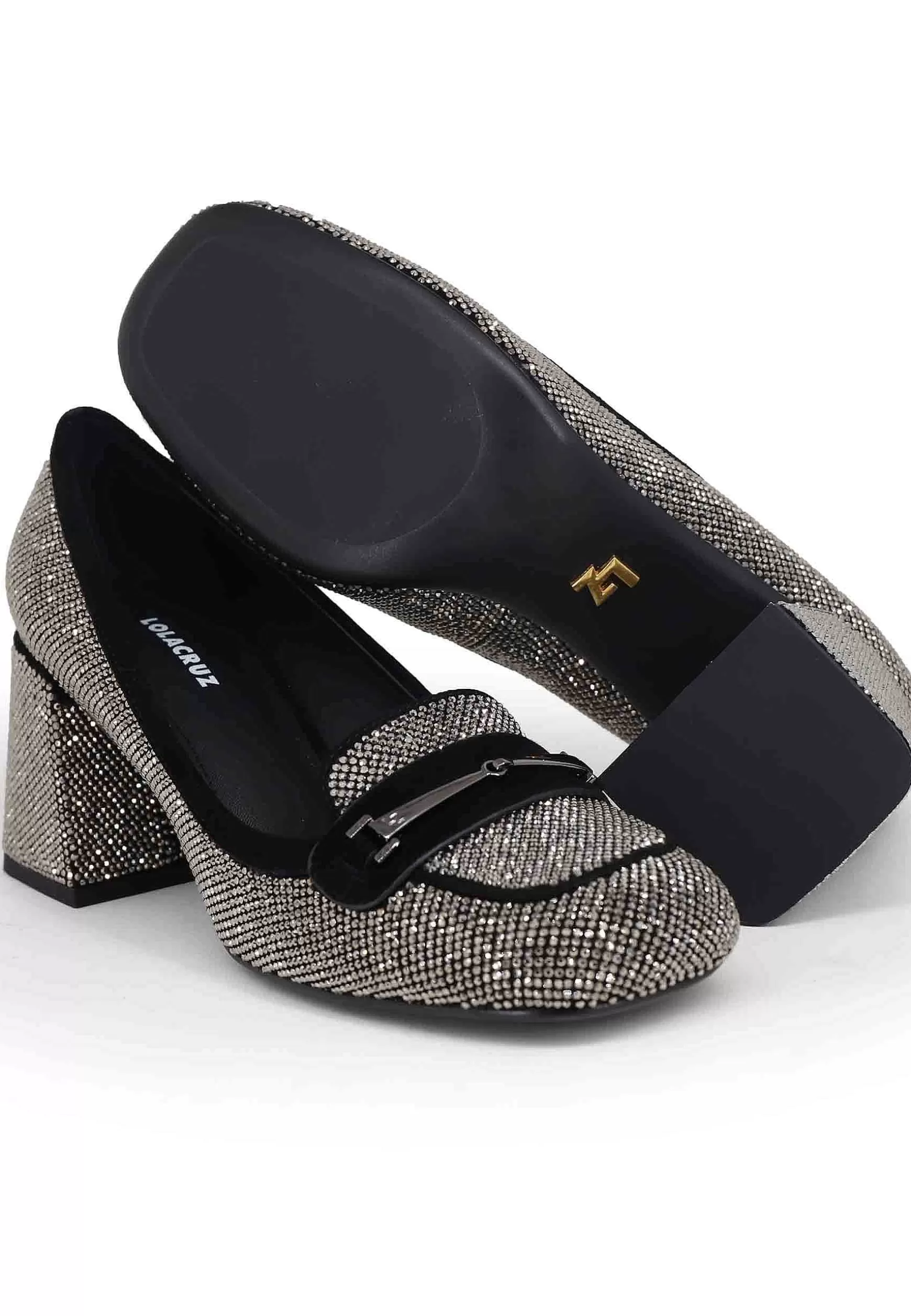 Mocassini Donna In Camoscio Nero Con Borchie Argento Lison*Lola Cruz Best