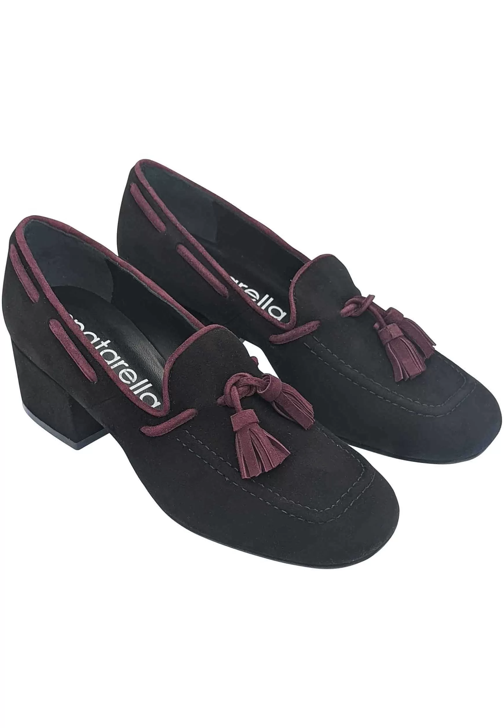 Mocassini Donna In Camoscio Nero Con Nappine In Contrasto Punta Tonda** Store