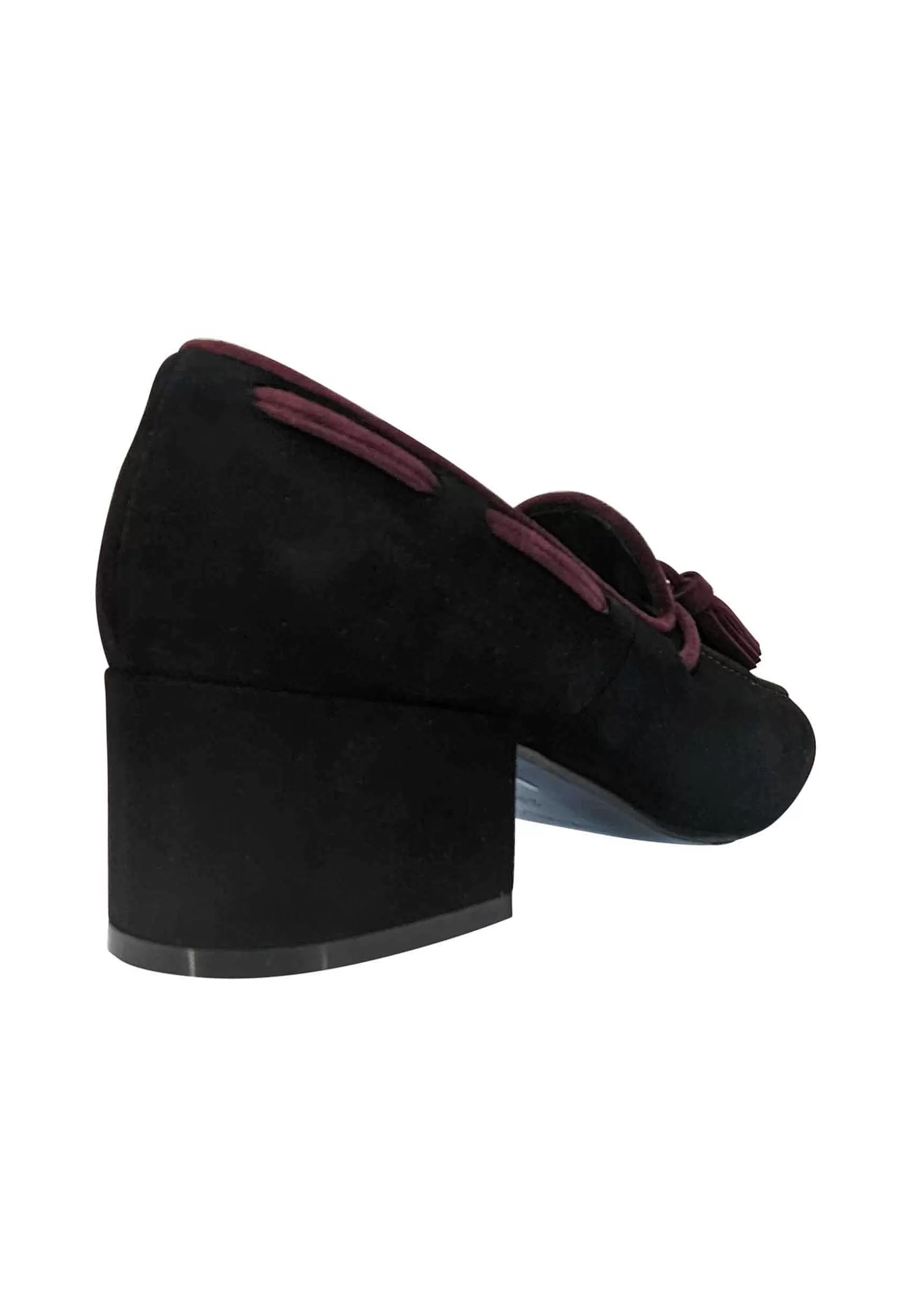 Mocassini Donna In Camoscio Nero Con Nappine In Contrasto Punta Tonda** Store