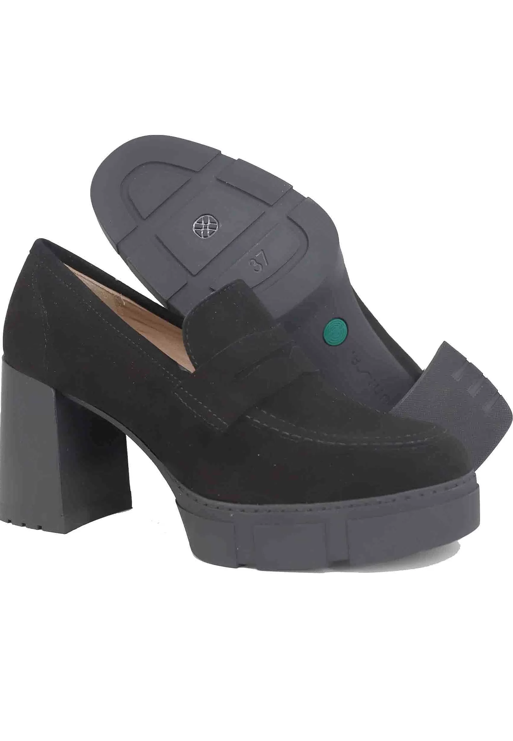 Mocassini Donna In Camoscio Nero Con Tacco Alto E Plateau*Unisa Best