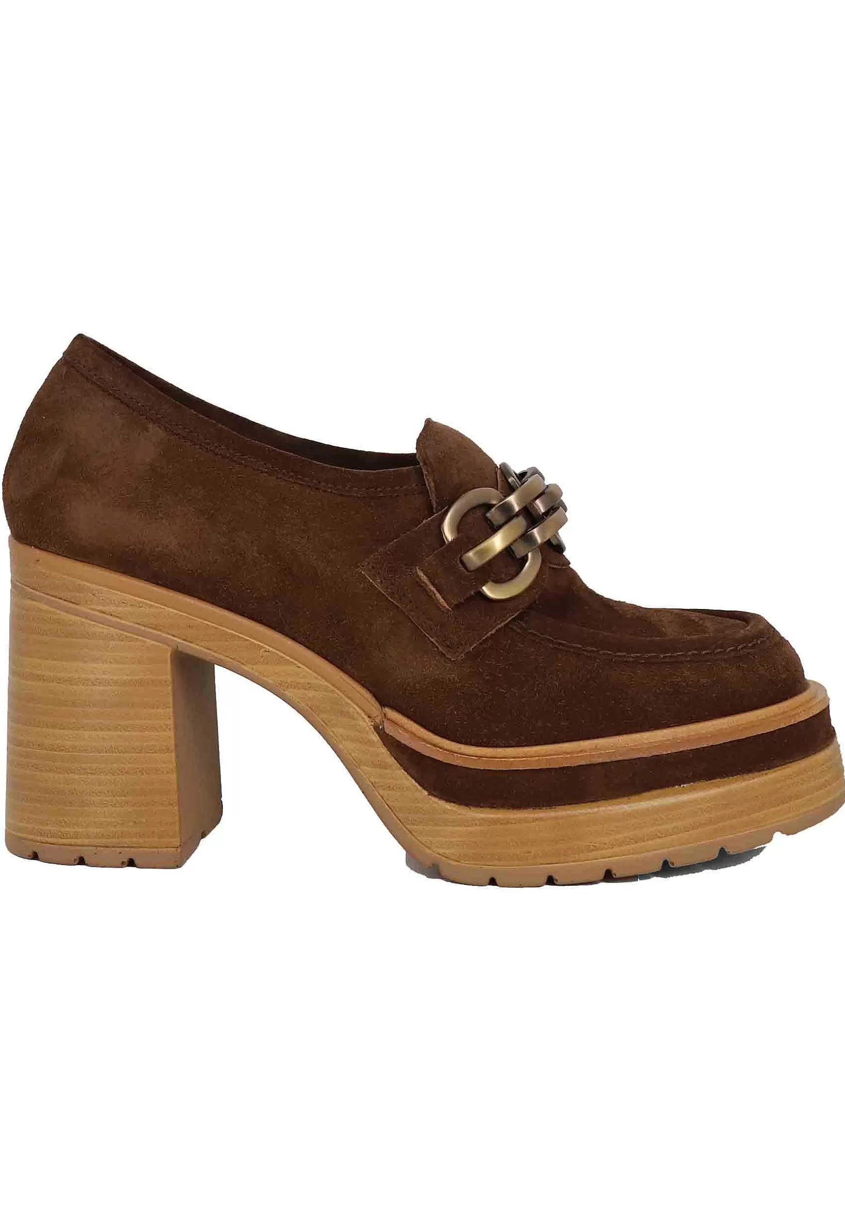 Mocassini Donna In Camoscio Testa Di Moro Con Tacco Alto E Plateau*Pons Quintana Flash Sale