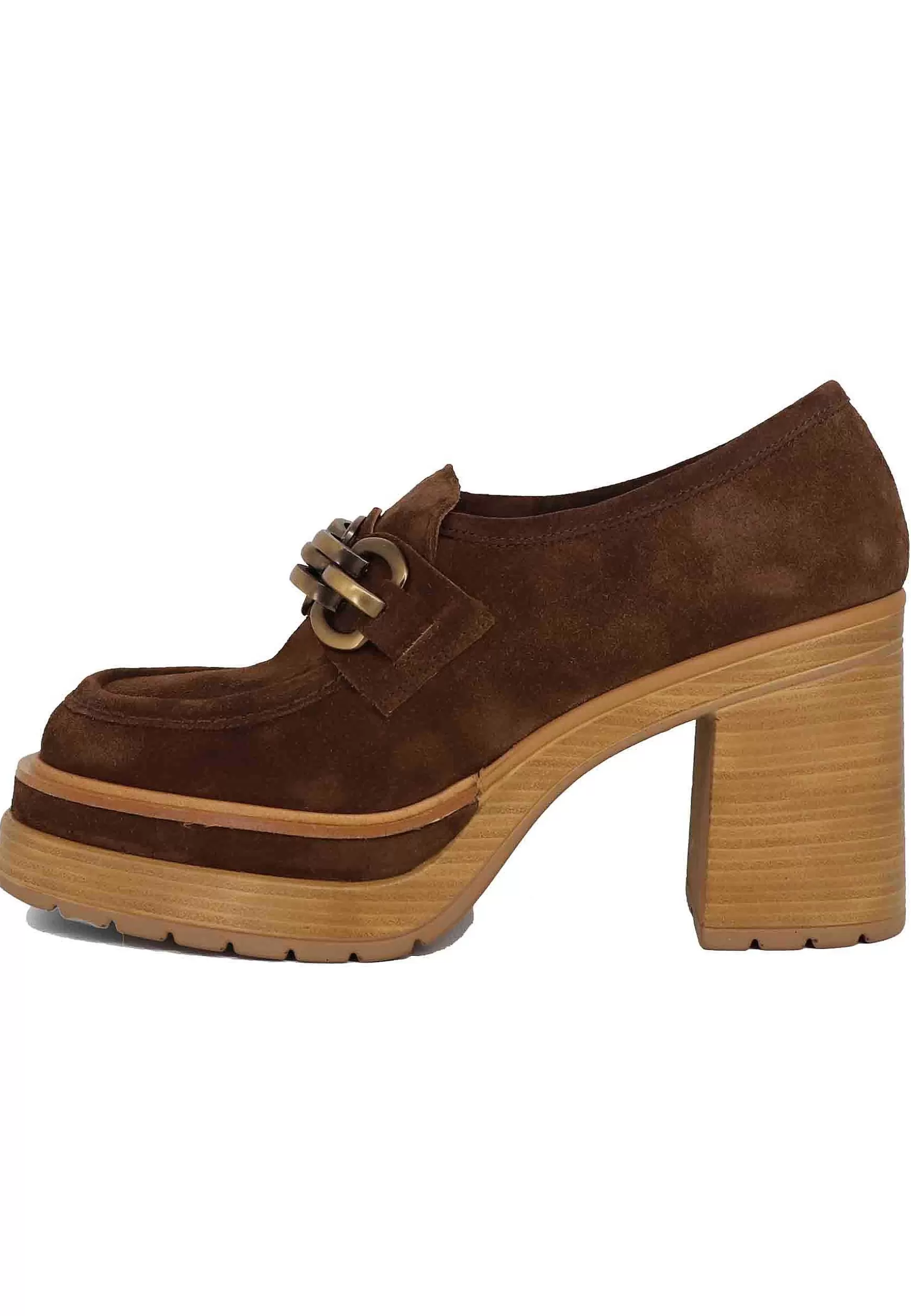Mocassini Donna In Camoscio Testa Di Moro Con Tacco Alto E Plateau*Pons Quintana Flash Sale