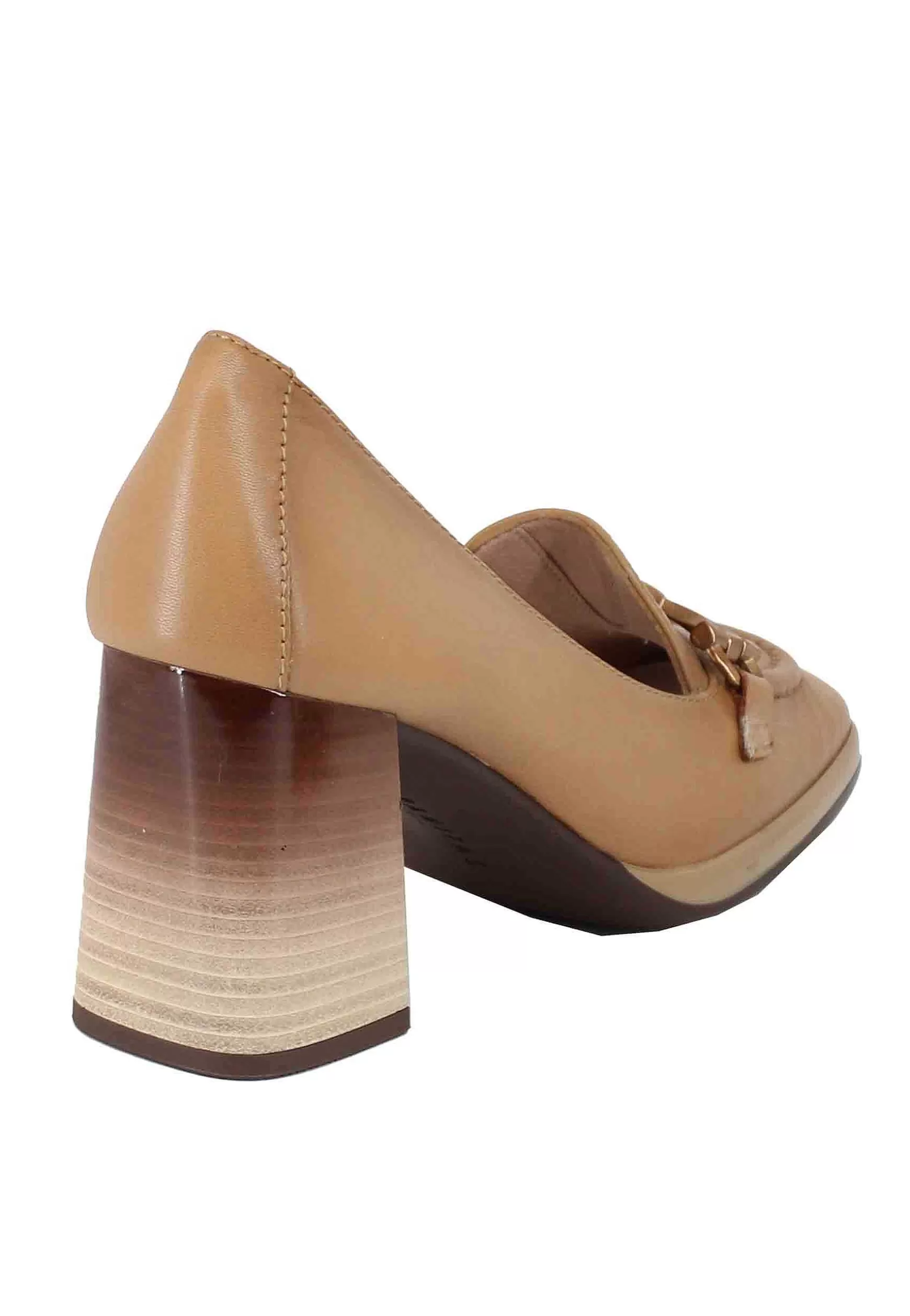 Mocassini Donna In Pelle Camel Con Tacco Alto*Hispanitas Shop