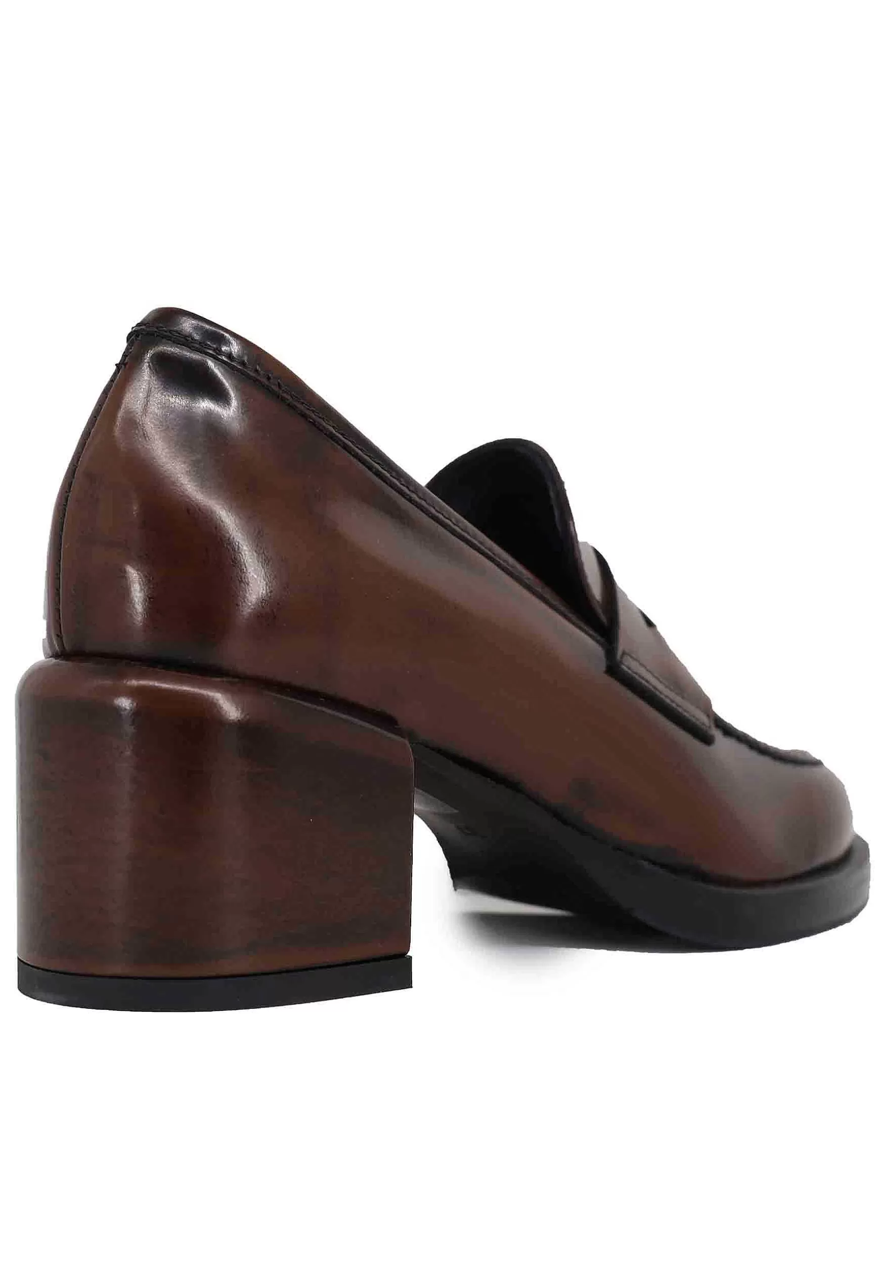 Mocassini Donna In Pelle Marrone Con Tacco In Pelle E Punta Tonda*Poesie Veneziane Sale