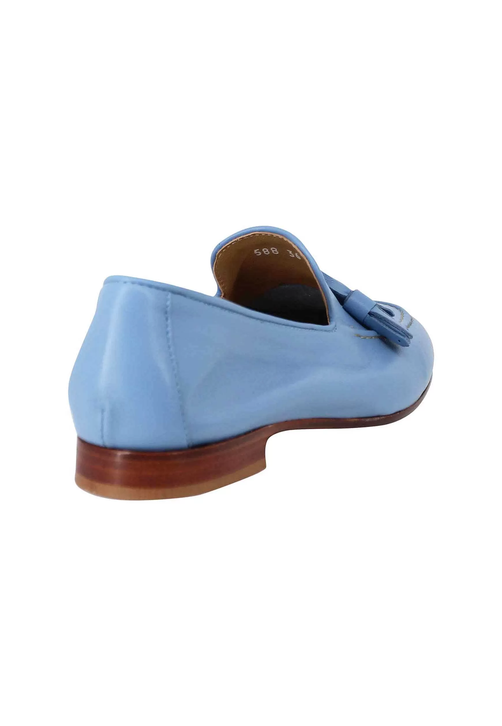 Mocassini Donna In Pelle Naturale Celeste Con Nappine In Tinta** Shop