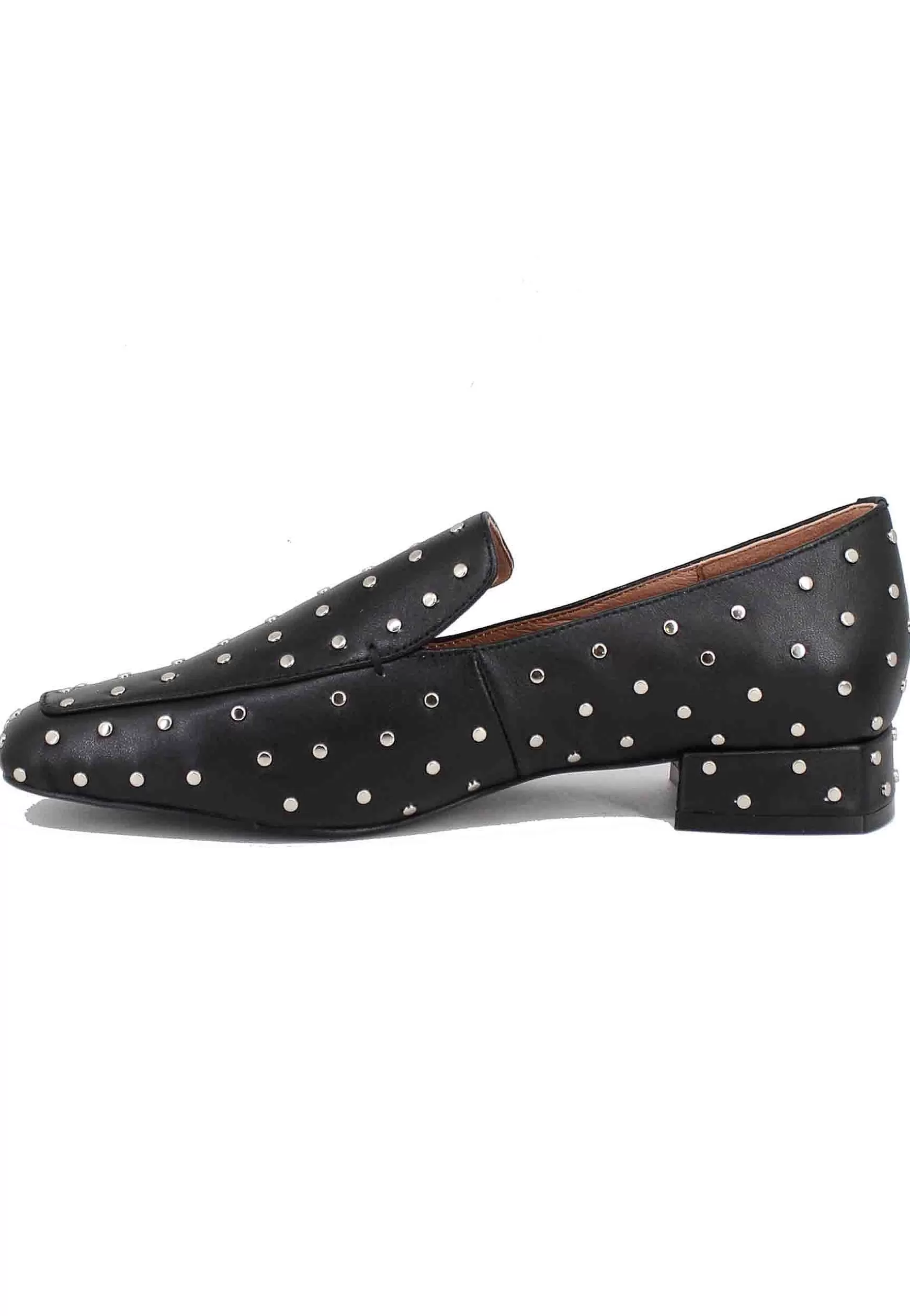 Mocassini Donna In Pelle Nera Con Borchie Argento Lillian*Bibi Lou Hot
