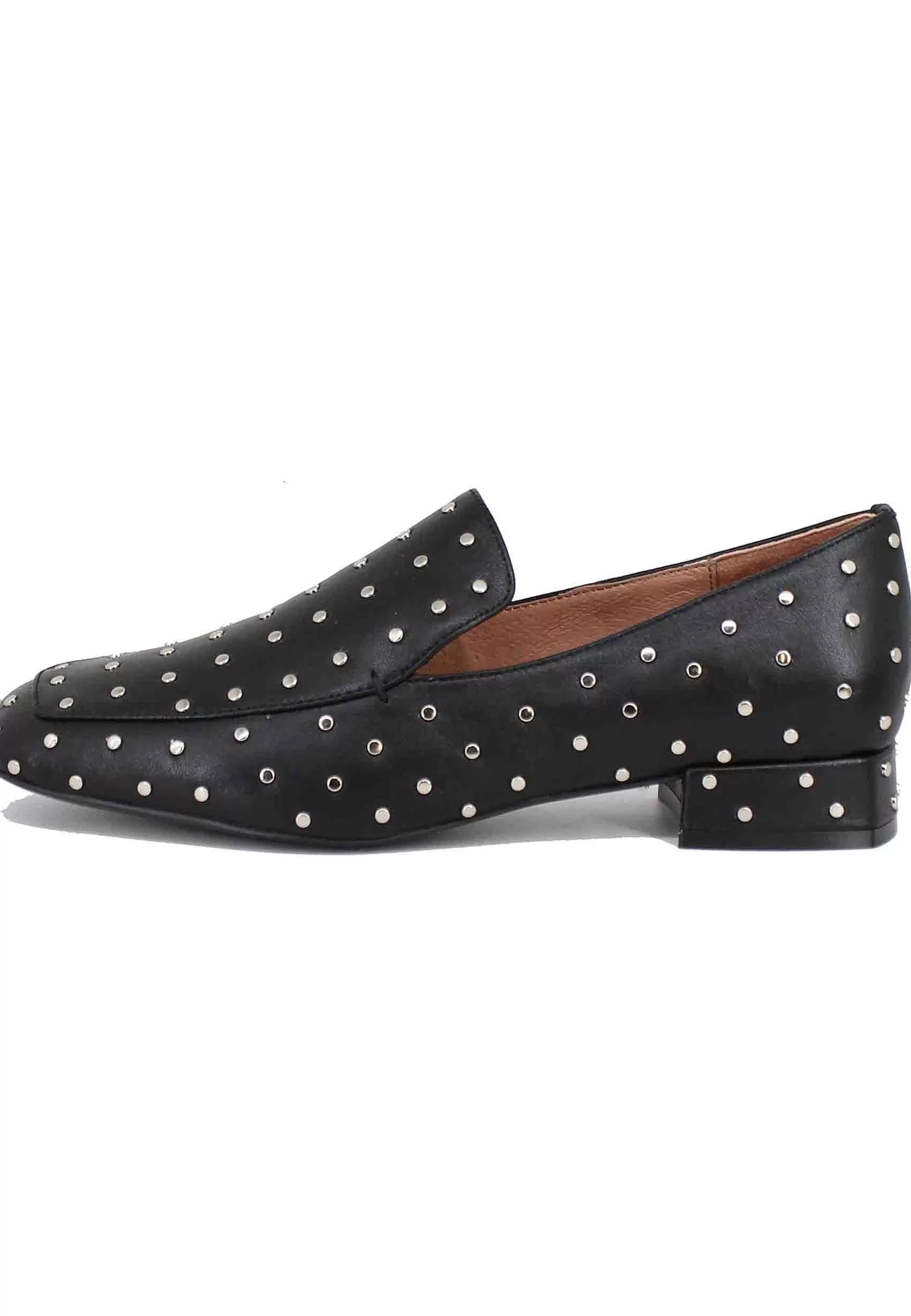 Mocassini Donna In Pelle Nera Con Borchie Argento Lillian*Bibi Lou Hot