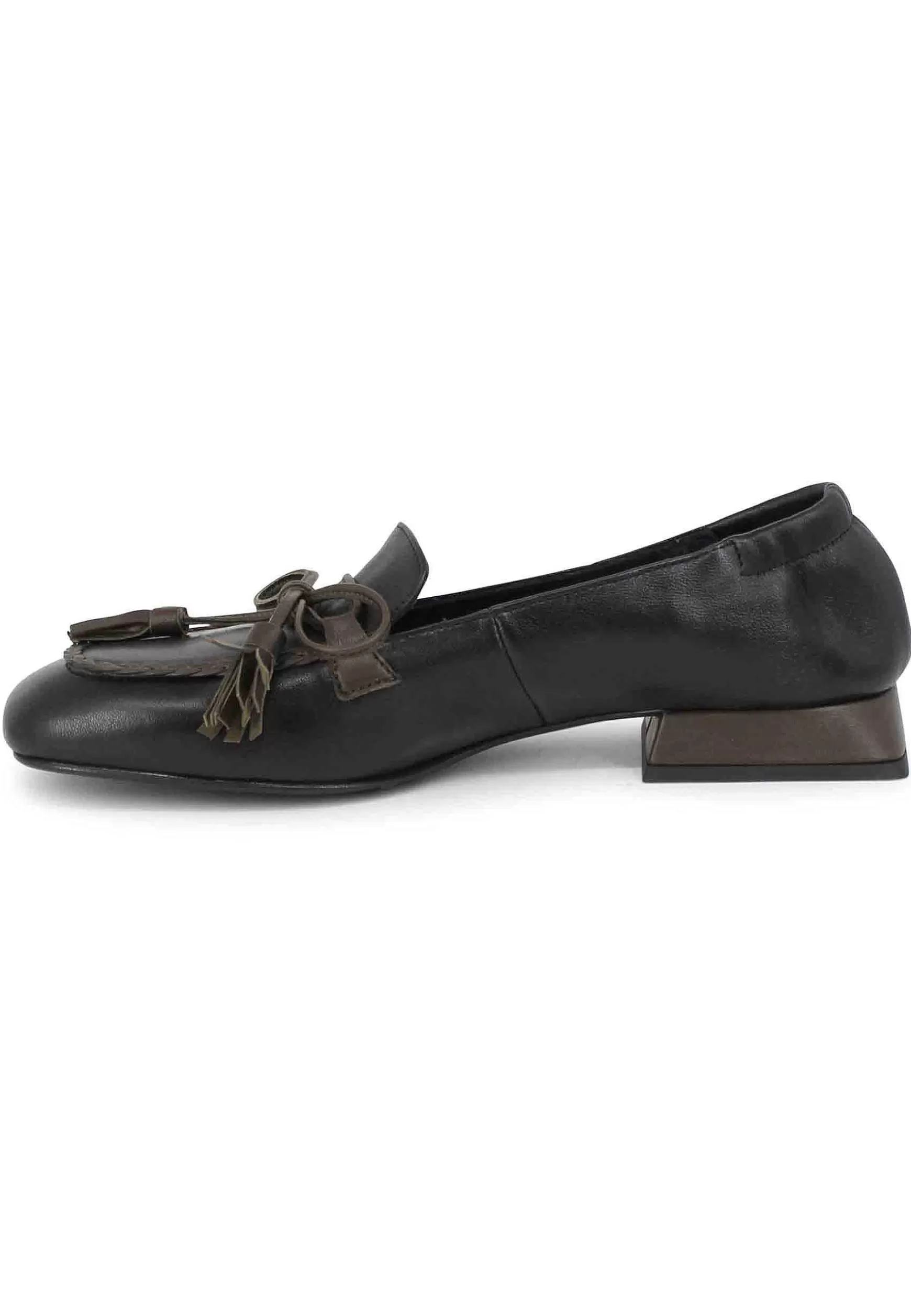 Mocassini Donna In Pelle Nera Con Nappine** Best Sale