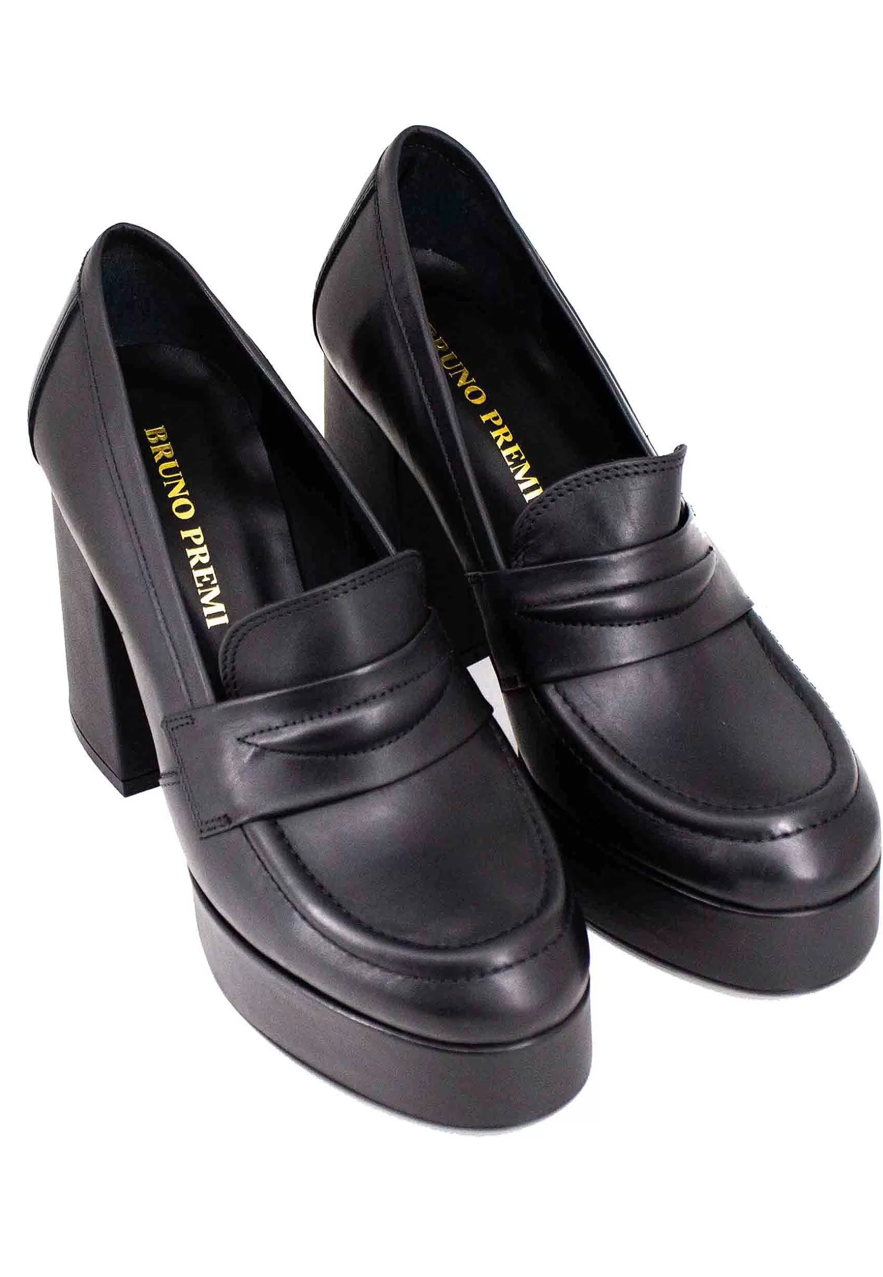 Mocassini Donna In Pelle Nera Con Tacco Alto E Plateau*Bruno Premi Flash Sale