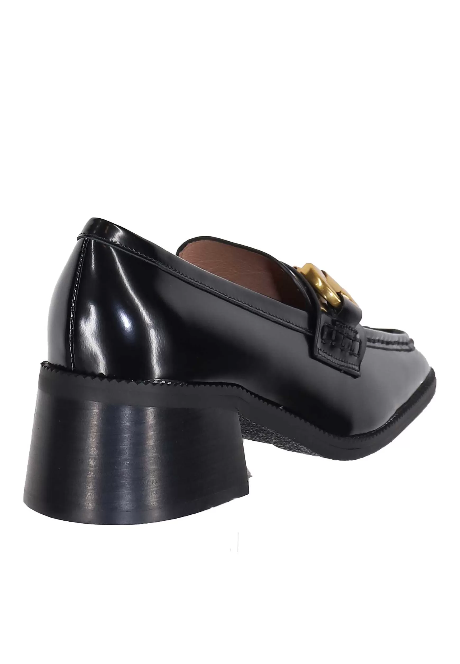 Mocassini Donna In Pelle Nera Lucida Con Morsetto In Oro Tiana*Bibi Lou Sale