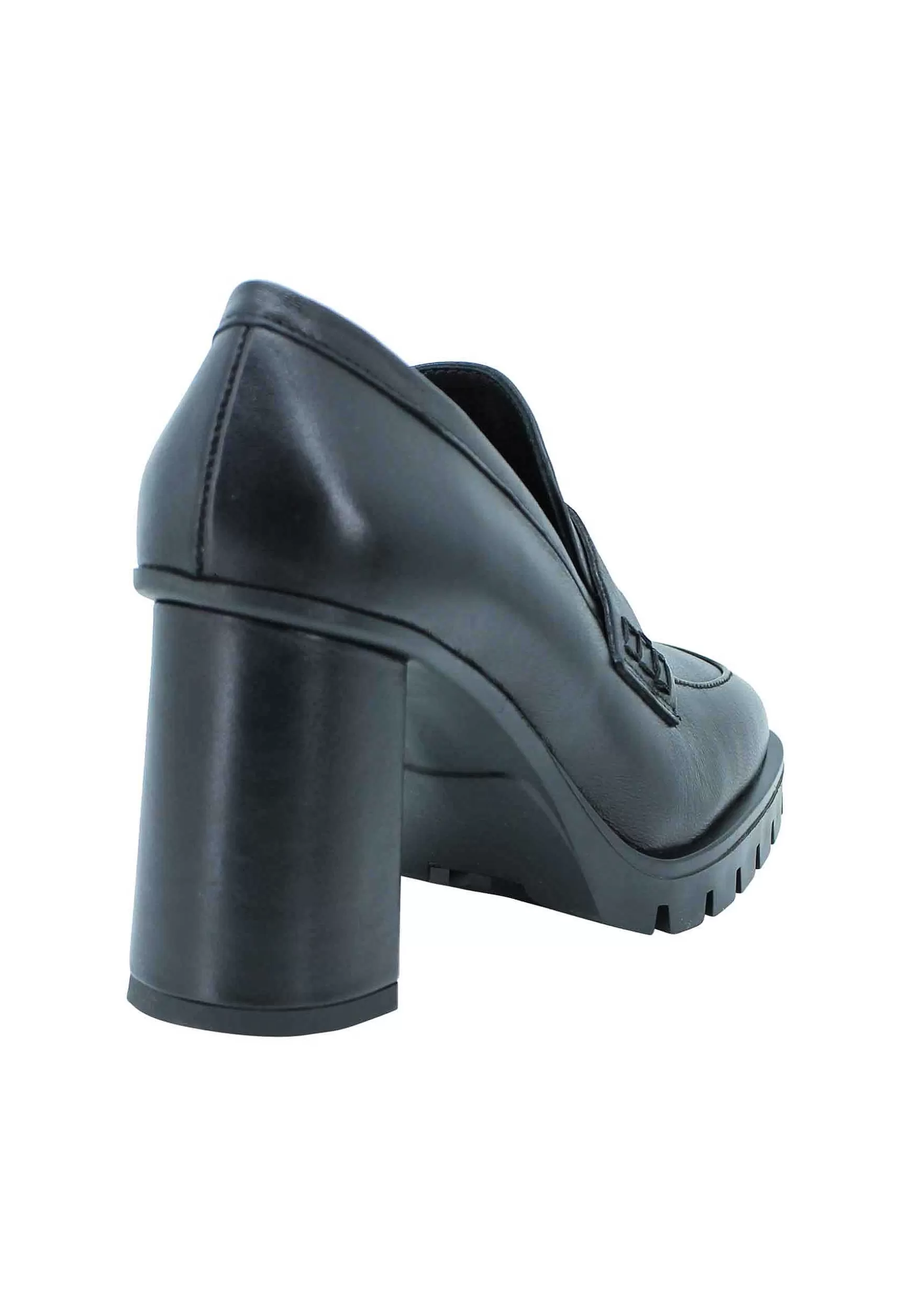 Mocassini Donna In Pelle Nera Tacco Alto Punta Quadra E Plateau*Lorenzo Mari Store