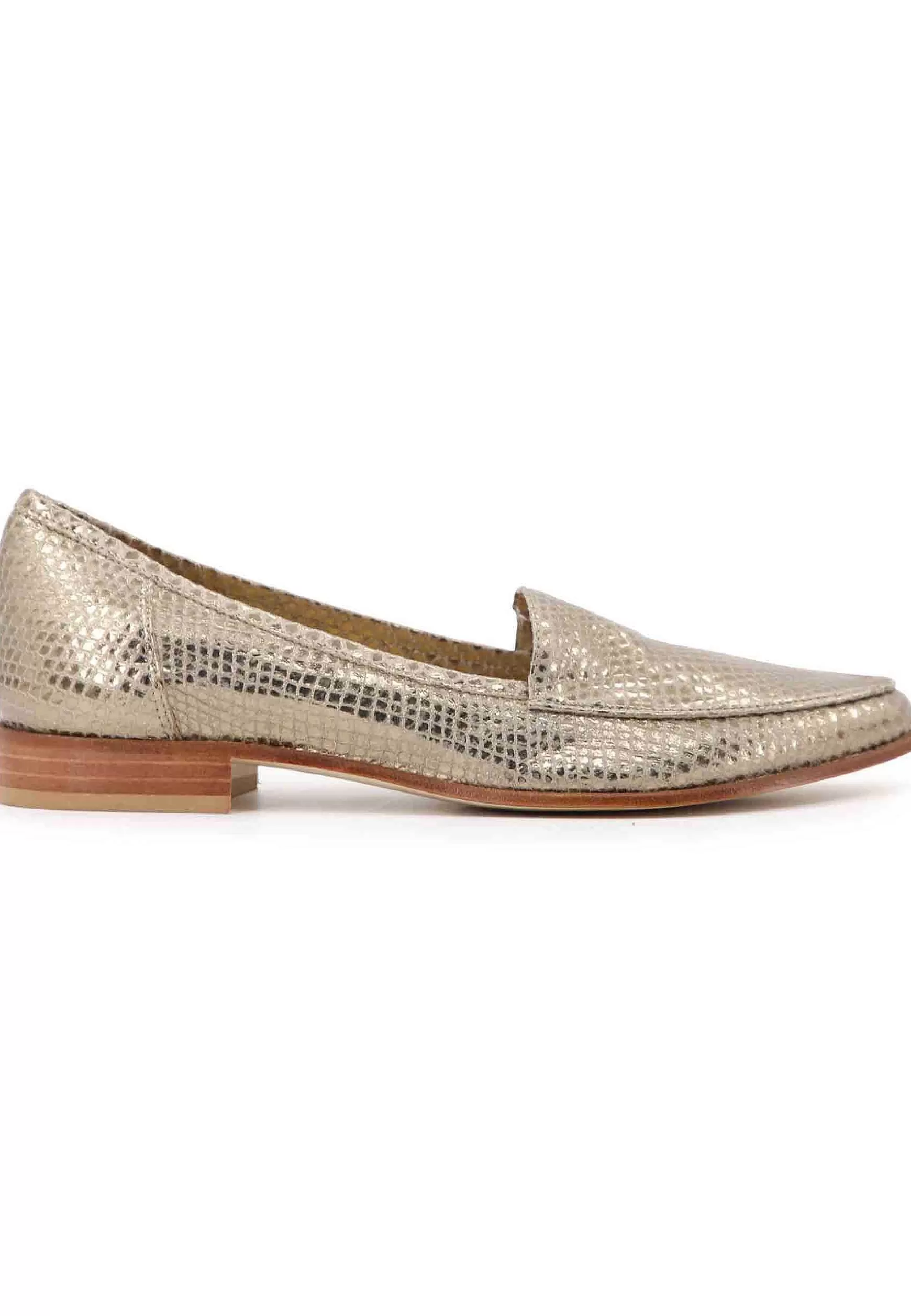 Mocassini Donna In Pee Stampata Patino Con Con Tacco Basso In Cuoio*L Cheap