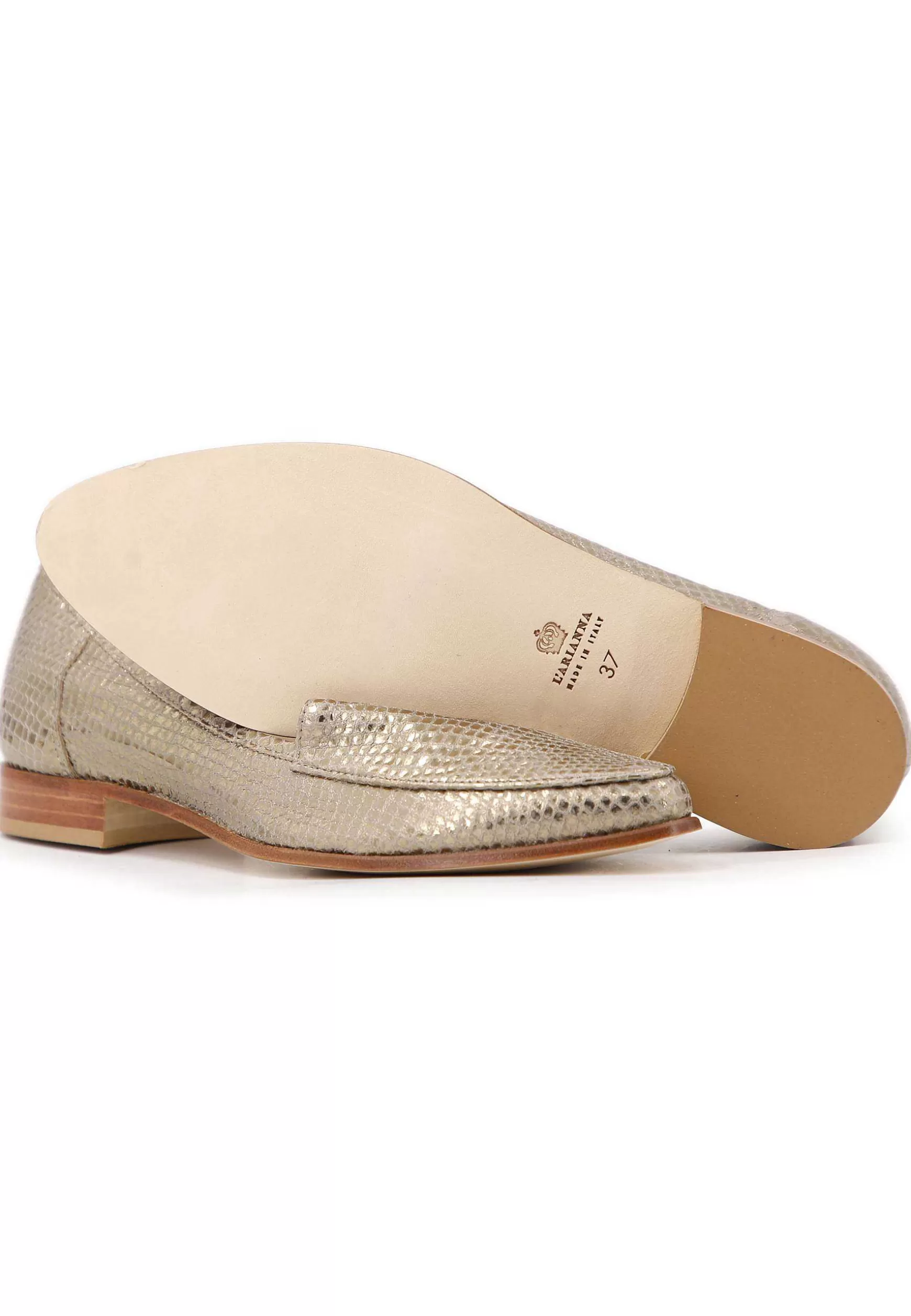 Mocassini Donna In Pee Stampata Patino Con Con Tacco Basso In Cuoio*L Cheap