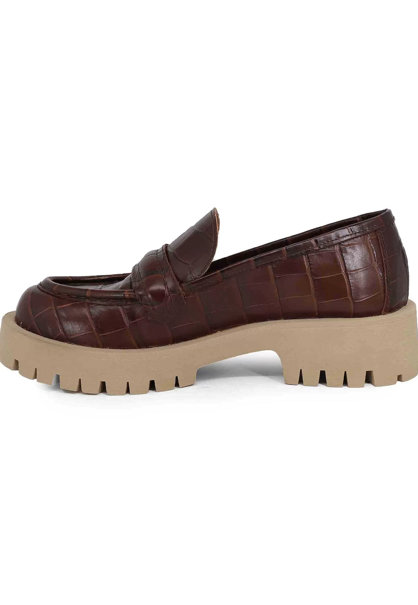 Mocassini Donna In Pelle Stampata Testa Di Moro Con Suola In Gomma Carrarmato** Store