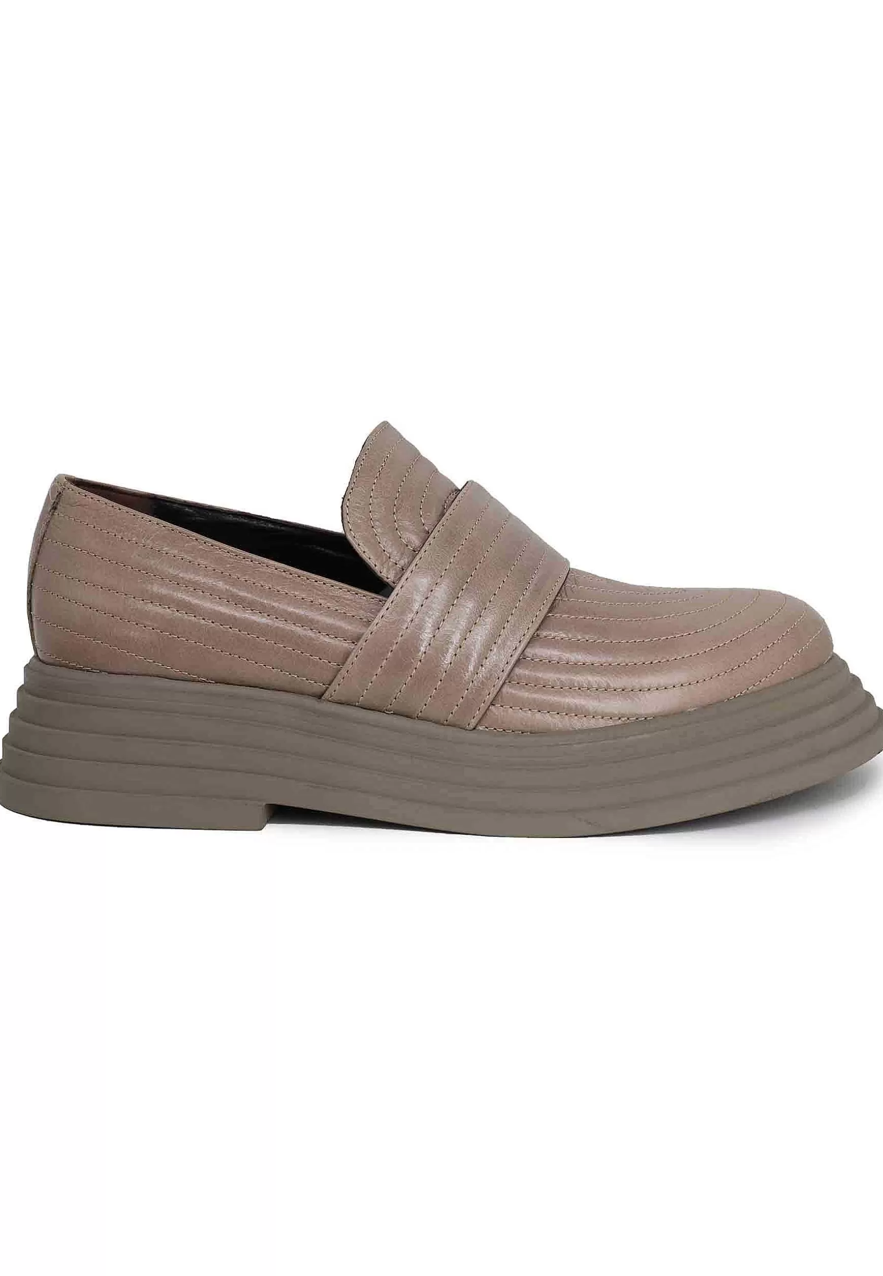 Mocassini Donna In Pelle Taupe Con Cuciture E Suola In Gomma*Laura Bellariva Hot