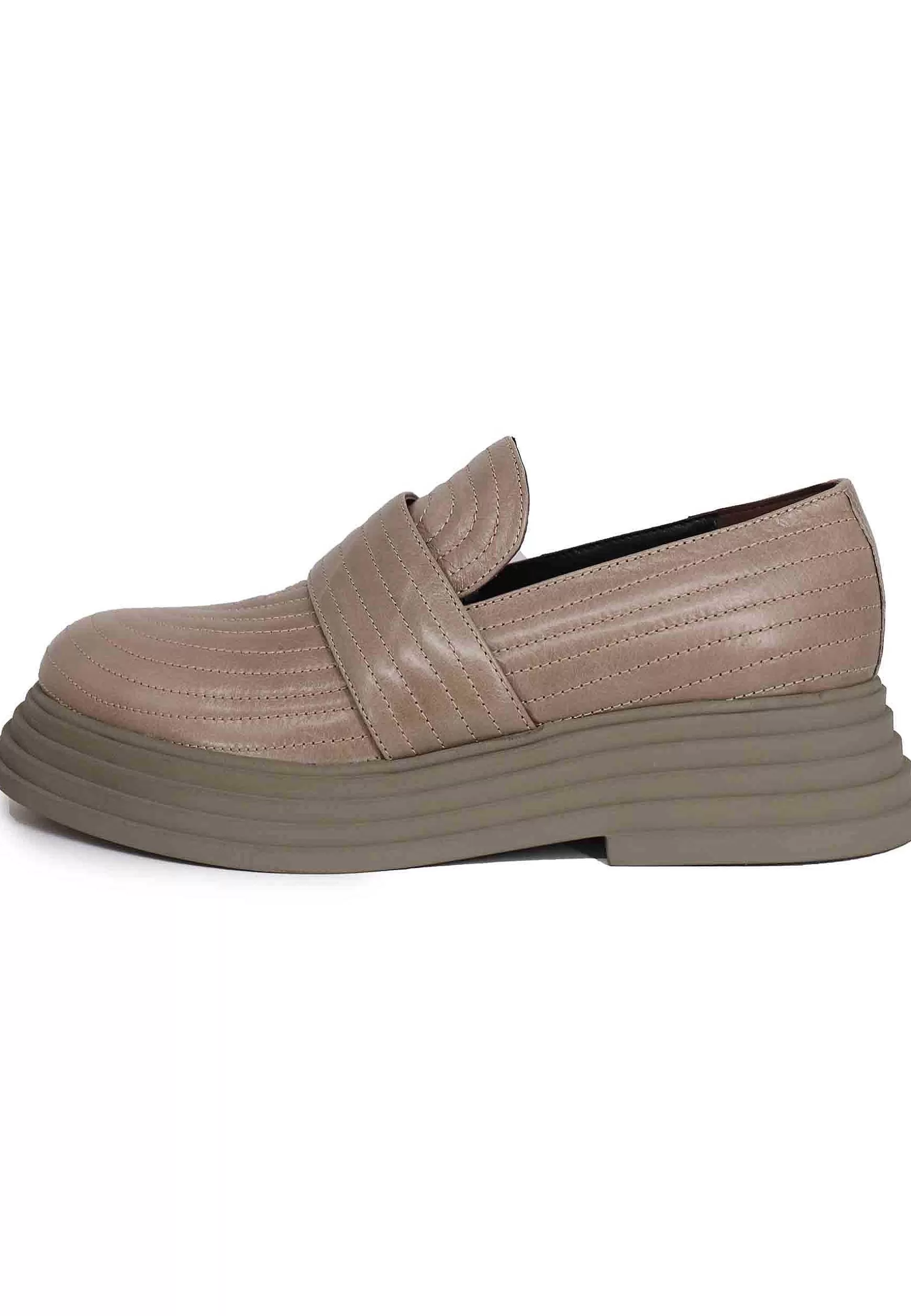 Mocassini Donna In Pelle Taupe Con Cuciture E Suola In Gomma*Laura Bellariva Hot