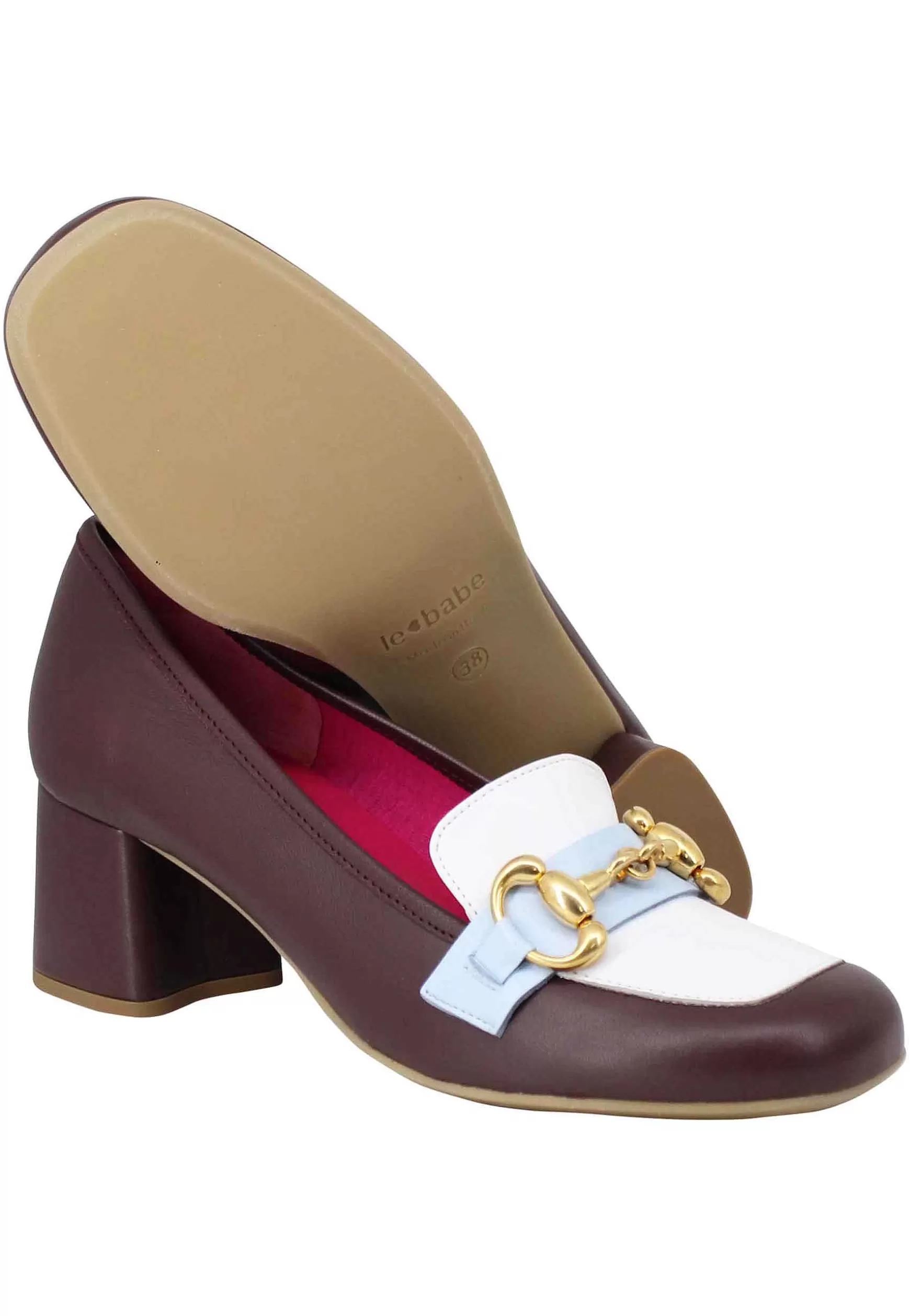 Mocassini Donna In Pelle Testa Di Moro Con Morsetto In Oro*Le Babe Best