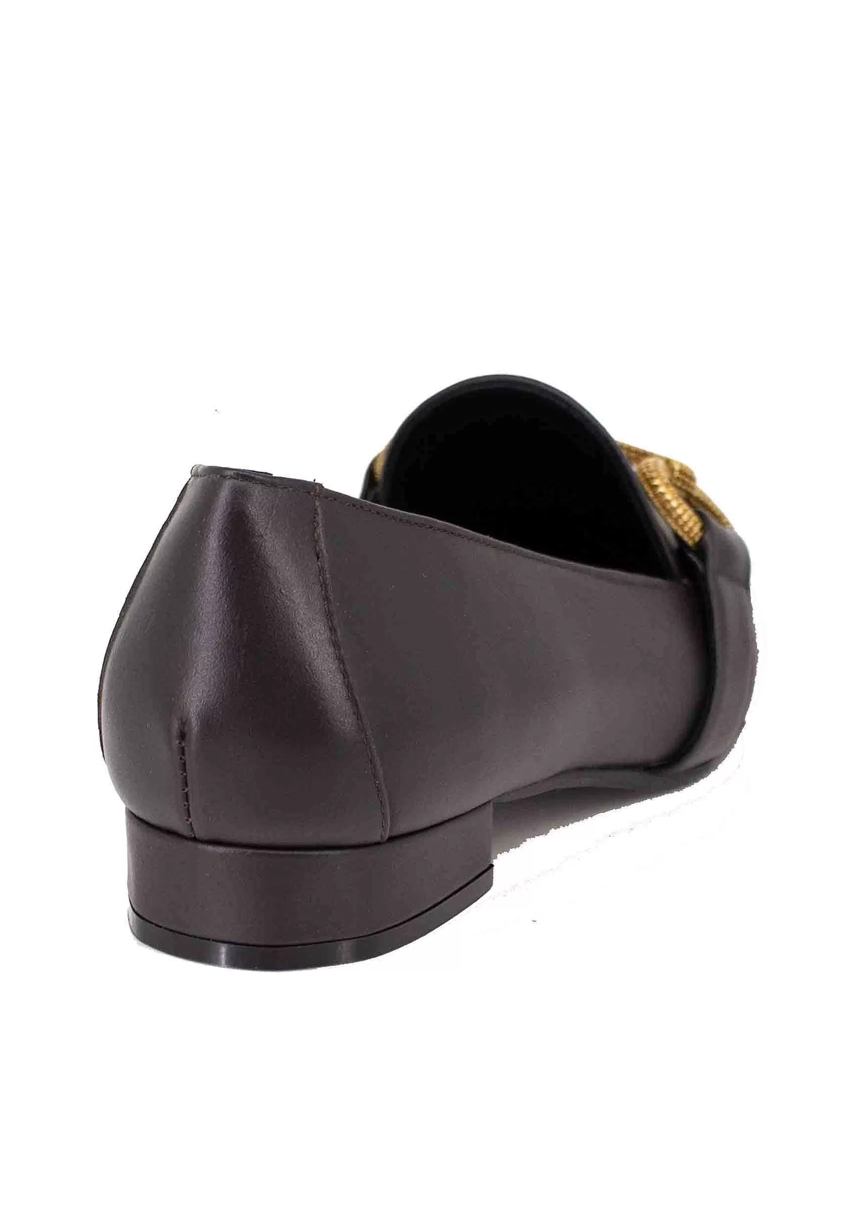 Mocassini Donna In Pelle Testa Di Moro Tacco Basso Con Morsetto E Punta A Punta** Discount