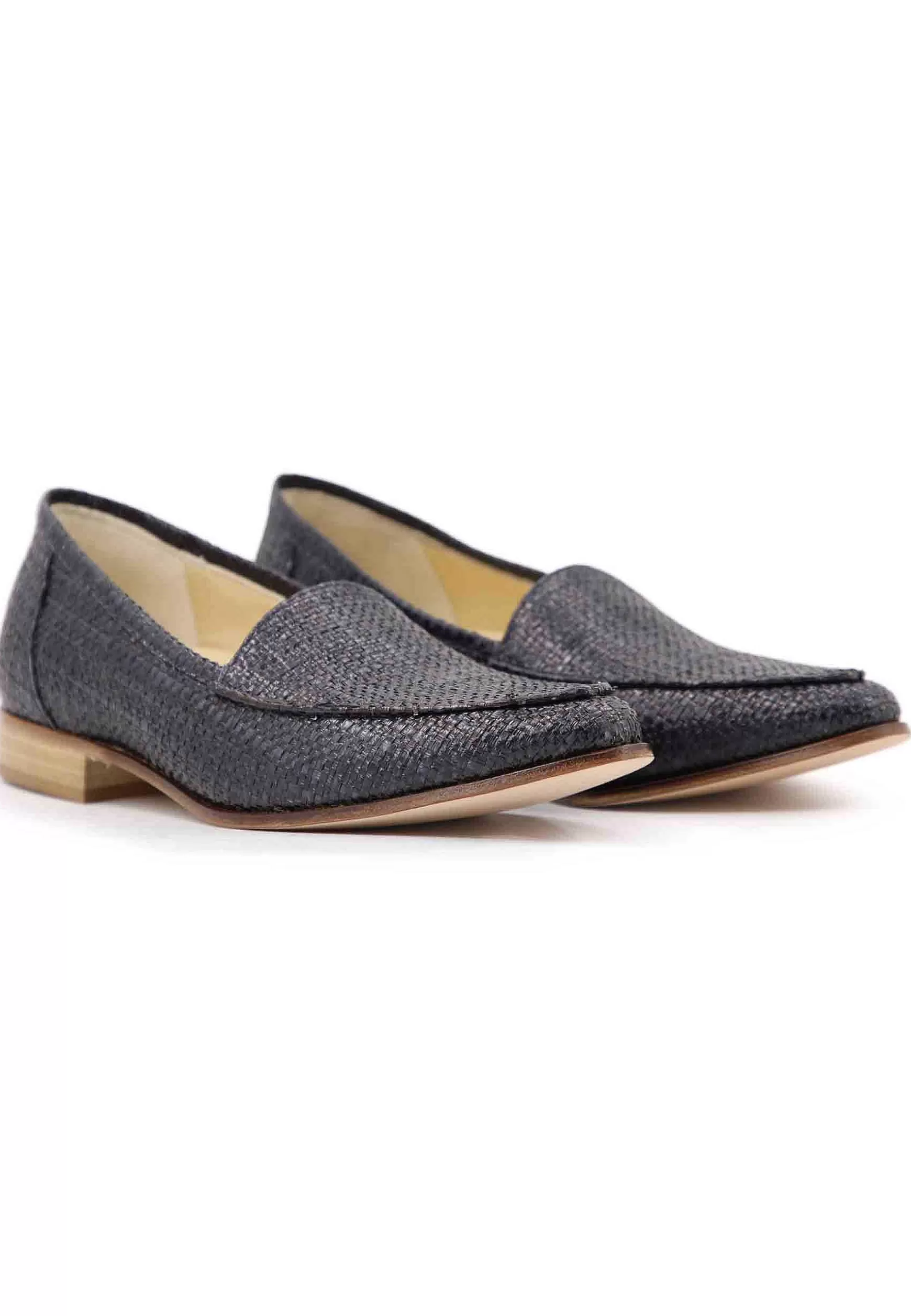 Mocassini Donna In Rafia Bu Con Con Tacco Basso In Cuoio*L Cheap